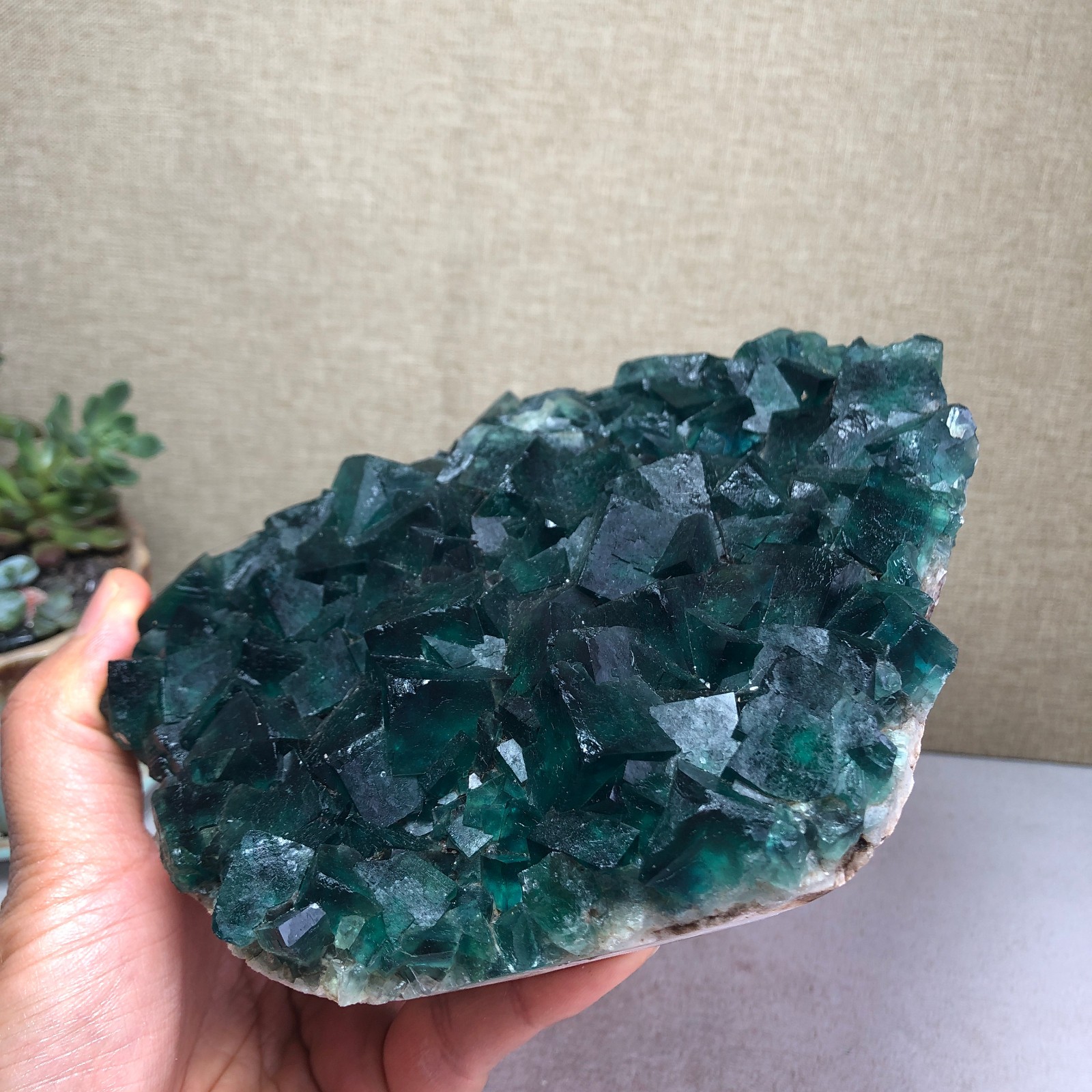 1.34kg NATURAL Green Cubic FLUORITE Crystal Cluster Mineral Specimen A4722