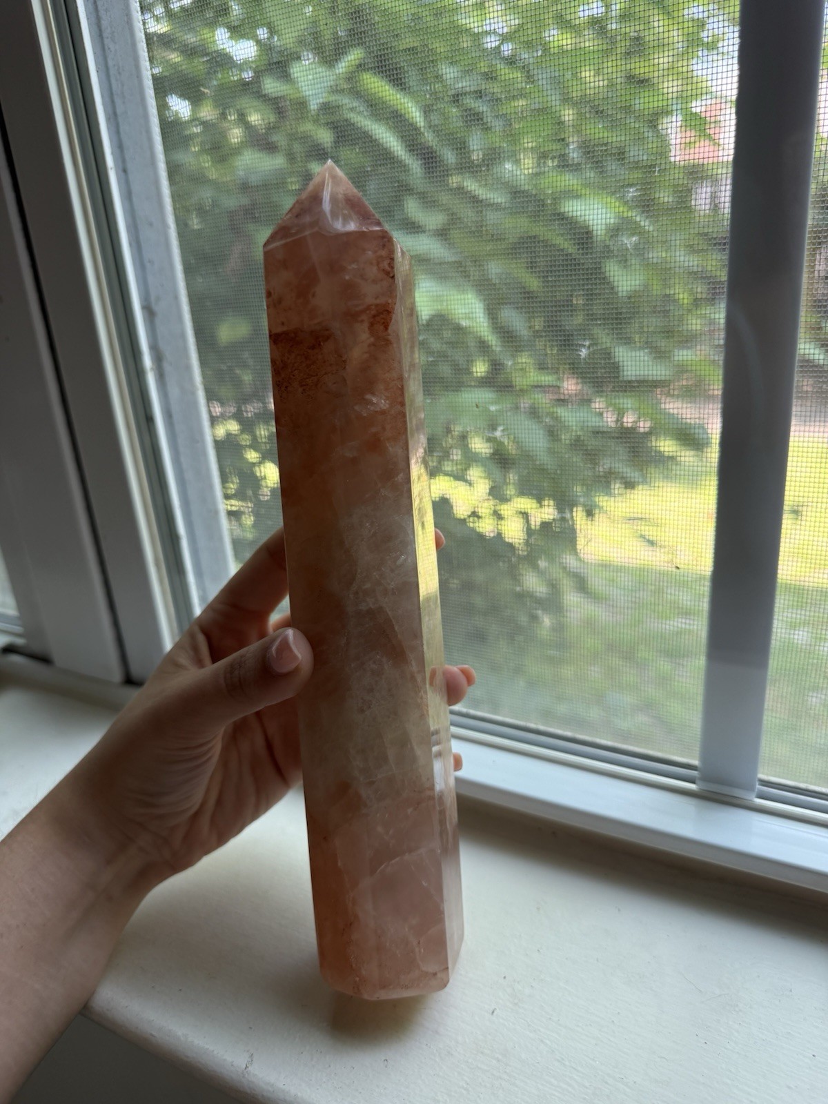Hematoid Quartz Crystal /Fire Quartz Pyramid Over 12inches And 2.2lb