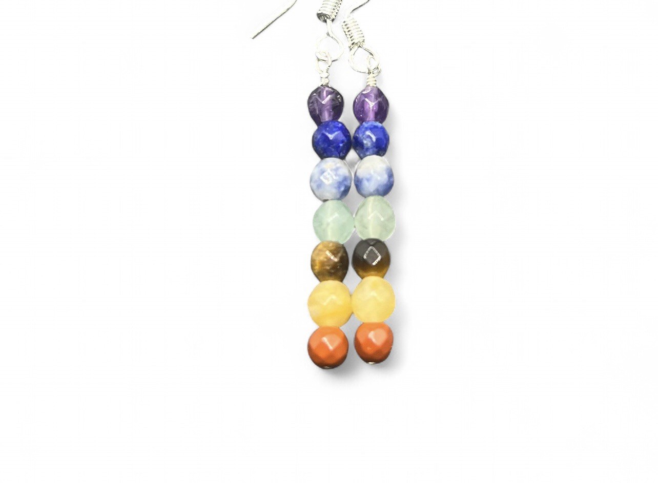 7 Chakra Stone .925 Sterling Silver Earrings