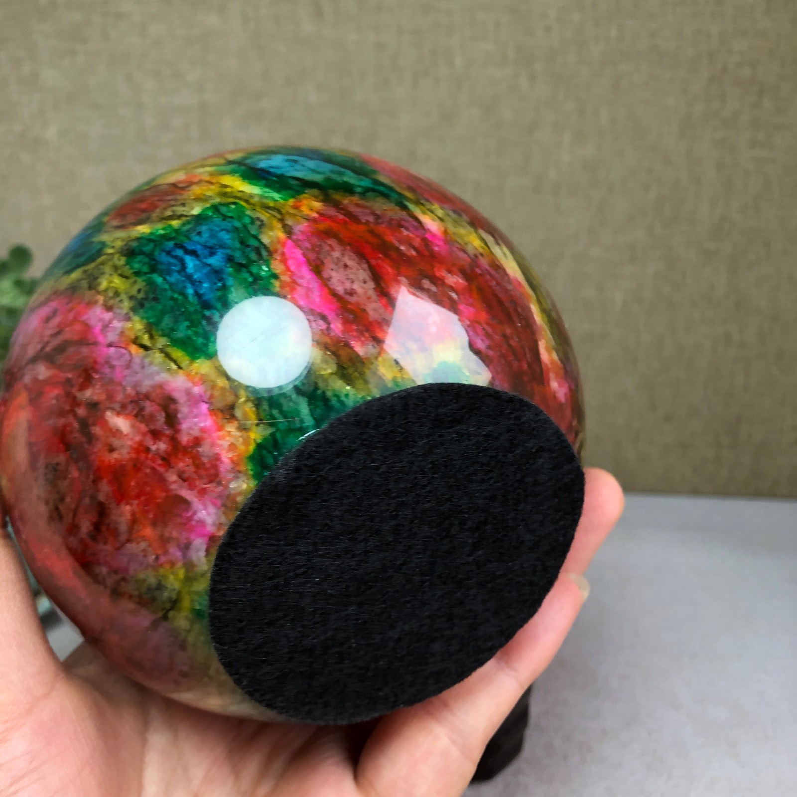 Natural “Seven Colors Jade” sphere flat bottom specimen Taiwan China 99mm A4583