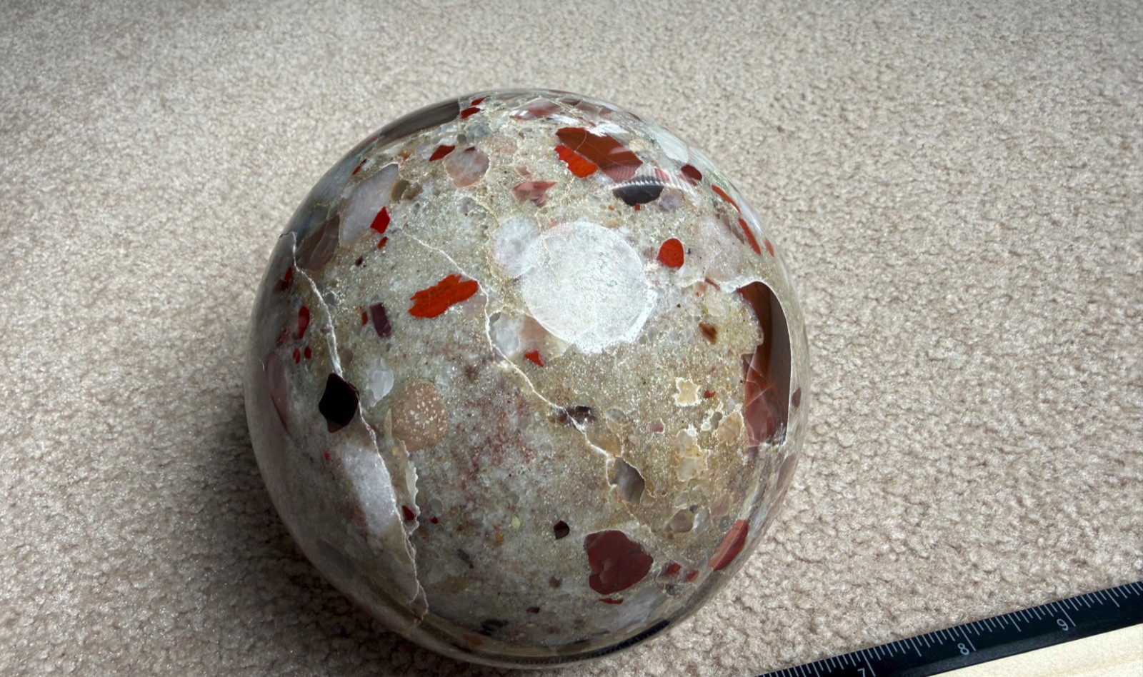 8.75lb Michigan Puddingstone Pudding Stone 5 1/2″ custom made beautiful SPHERE