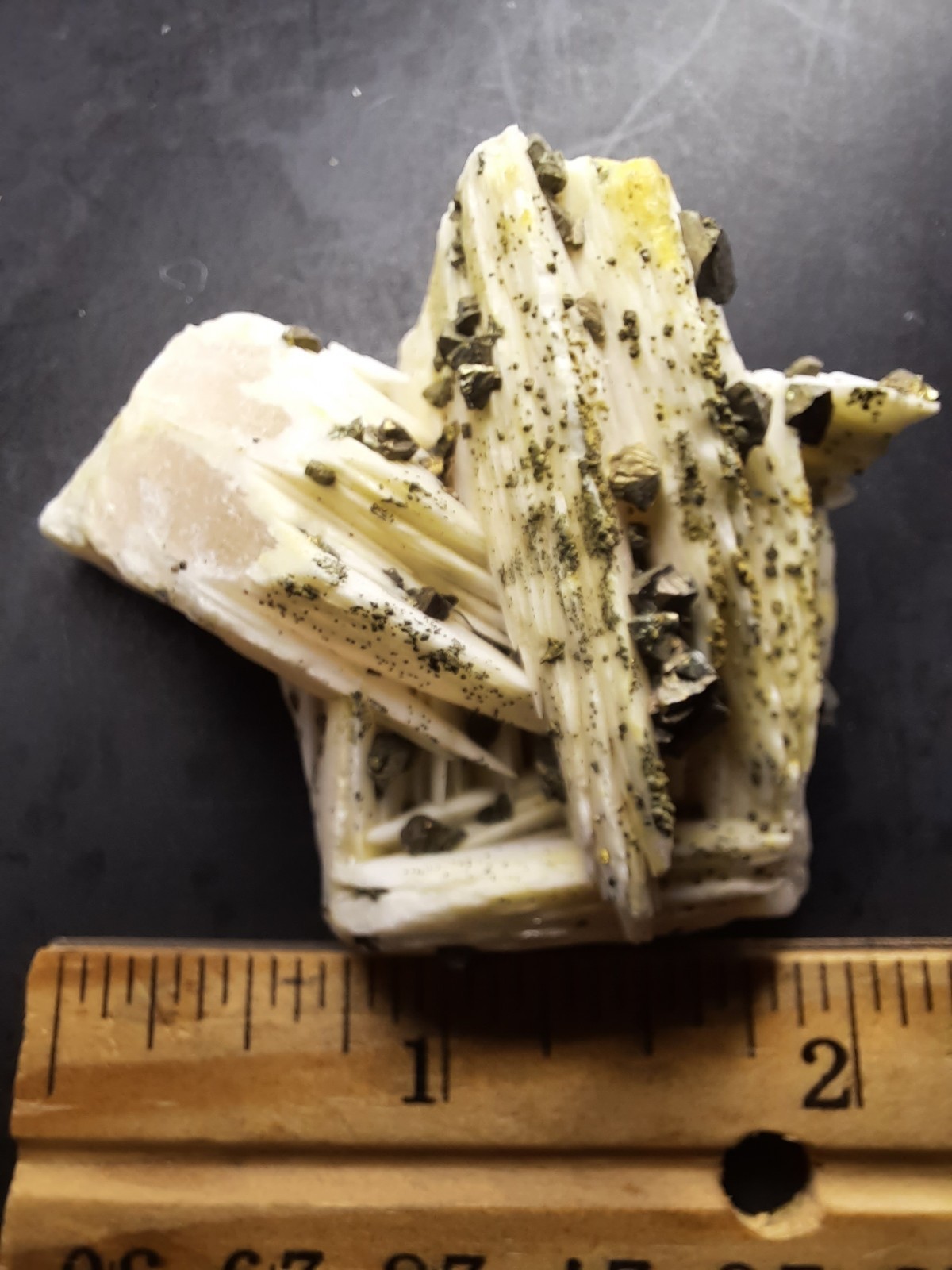 Pyrite Crystals on Barite, Morocco 2 1/2 x 1 5/8th x 1 inch