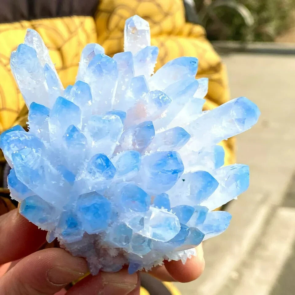 300g+ New Find Blue Phantom Quartz Crystal Cluster Mineral Specimen Healing 1pc
