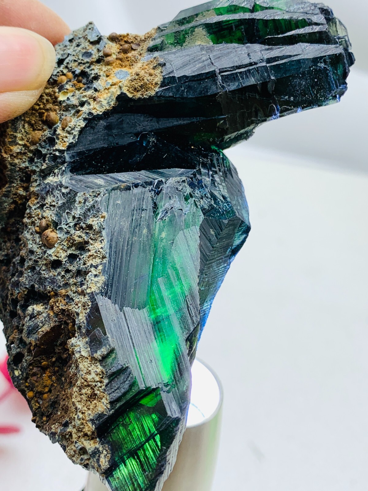 759ct85mm TOP EXCELLENT BLUE GREEN VIVIANITE CRYSTALS Specimen FROM Brazil GEM