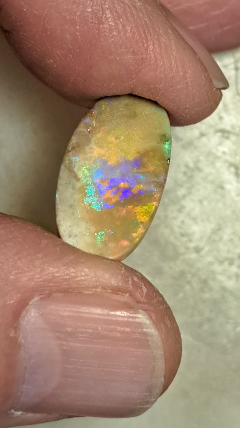 Large Multicolor Andamooka Hard Matrix Double Sided Carbonized Polished Colorful