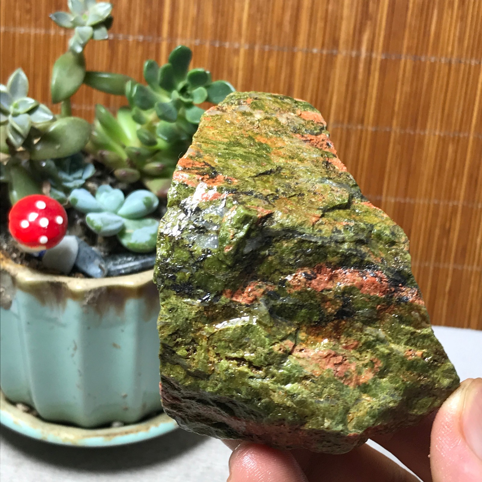 213g Natural Unakite Crystal gemstone Rough Mineral Specimen healing A6356