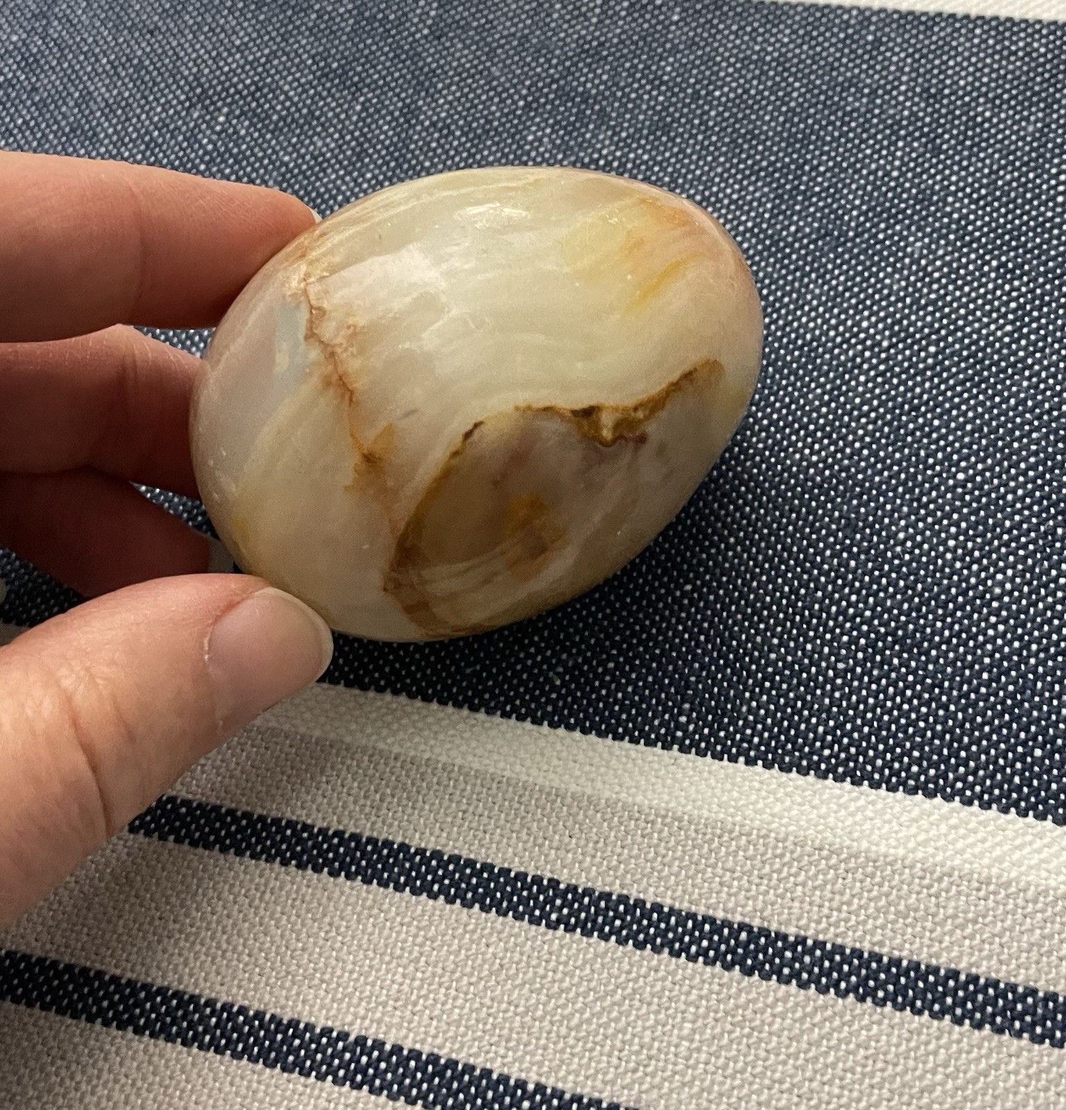 Vintage Lacquered Agate Polished Egg 2 1/2 Inches Long