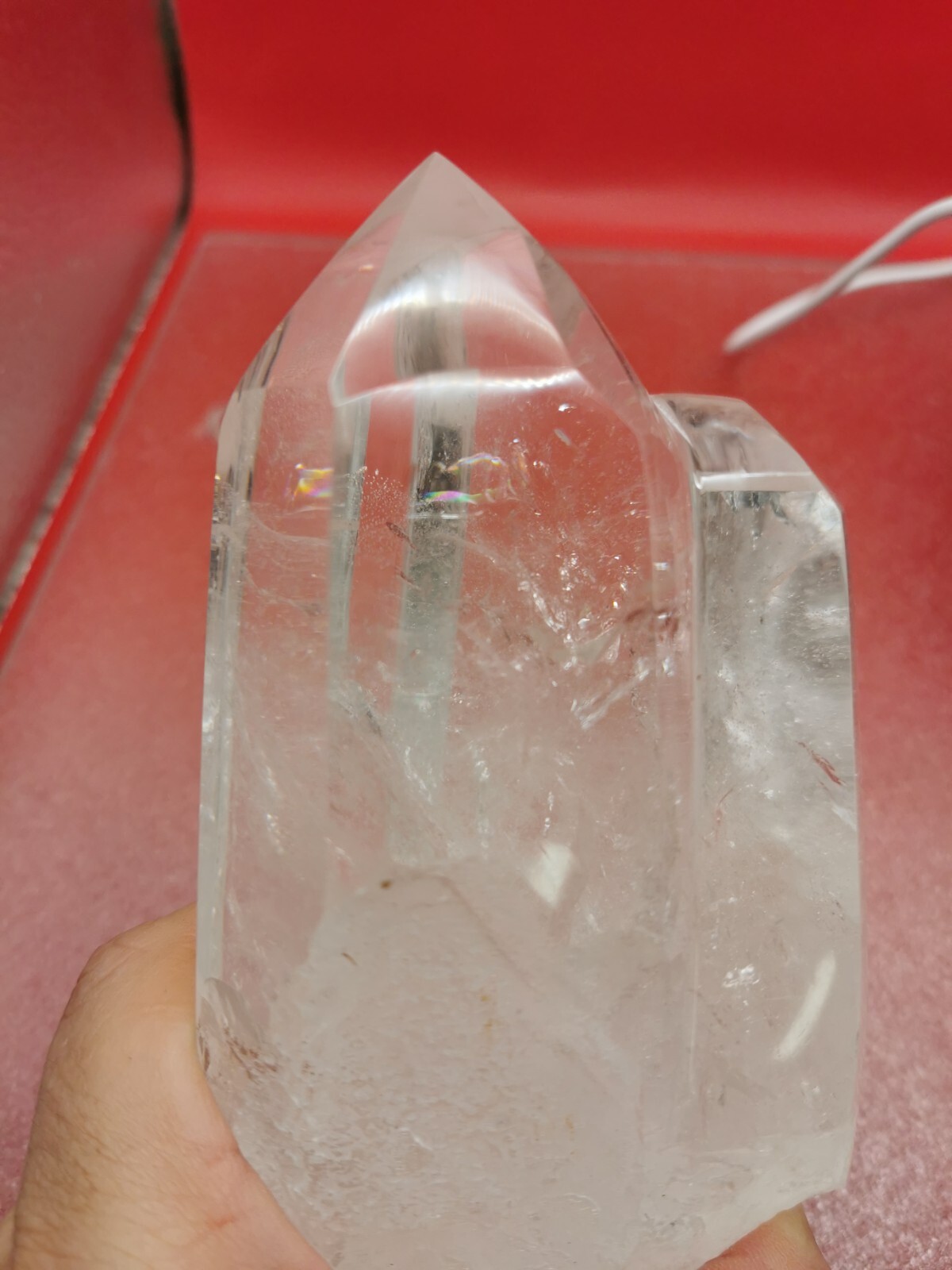 Natural Clear Quartz Double Point Obelisk Crystal With Custom Light Stand 2+LB