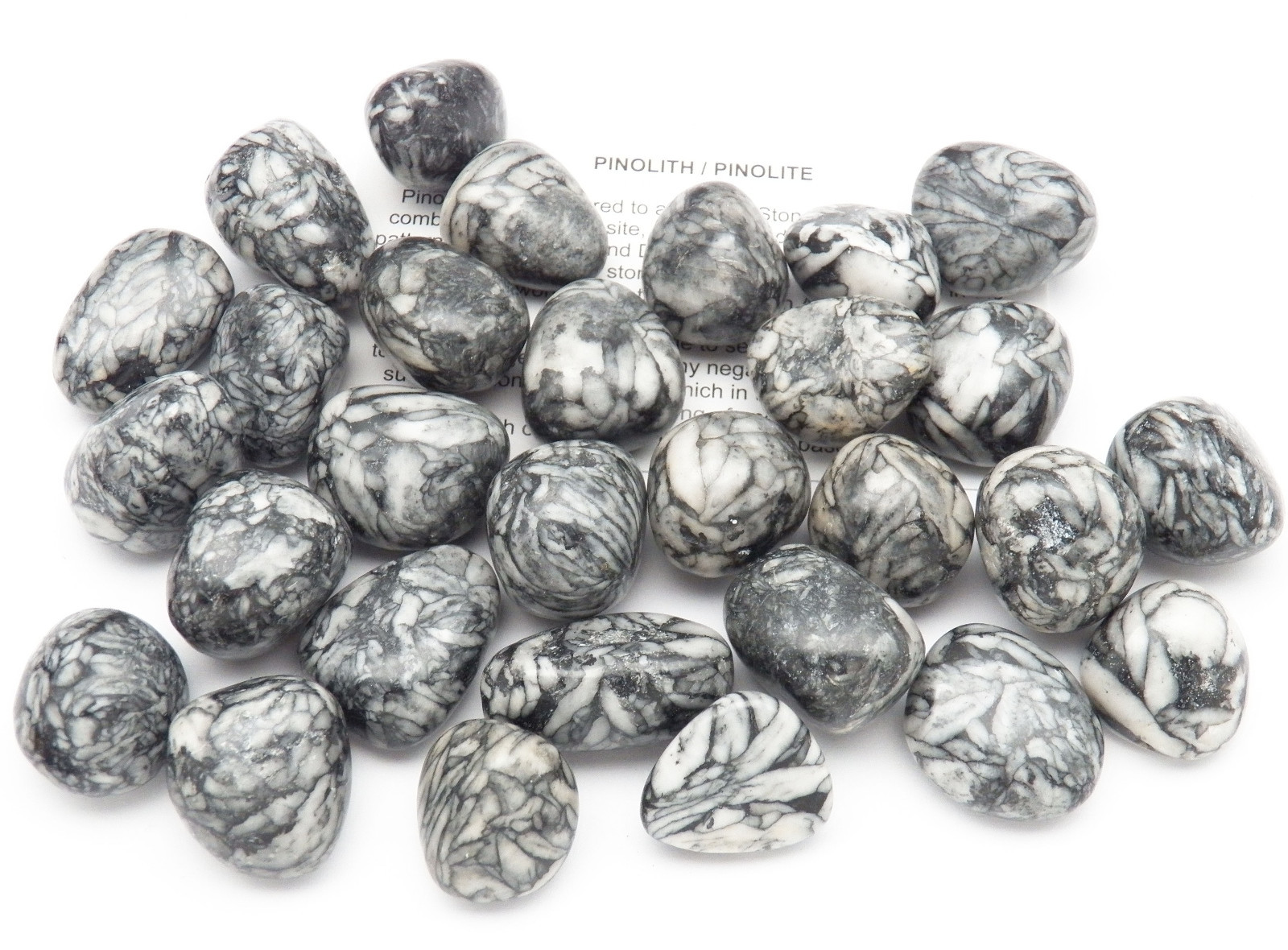 RARE 1 pc PINOLITH tumbled stone crystal Austria size large pouch info card