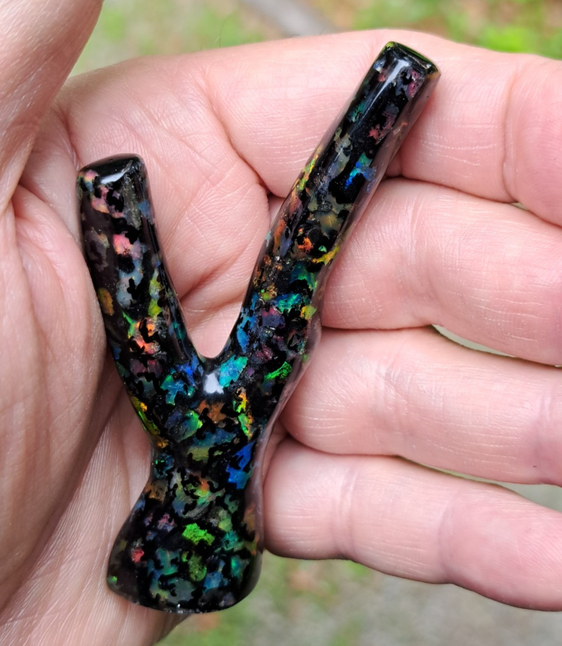 Huge Multicolor Indonesian Wood Opal Fossil Inlaid Mosaic Branch Stands Up