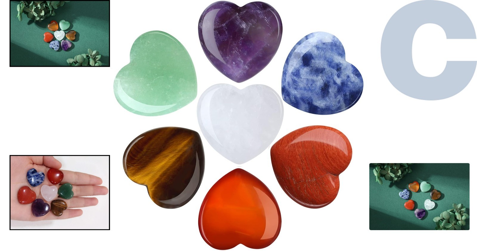 Natural Healing Heart Crystals – 7 Chakra Gemstones Gift Set for Wellness & Love