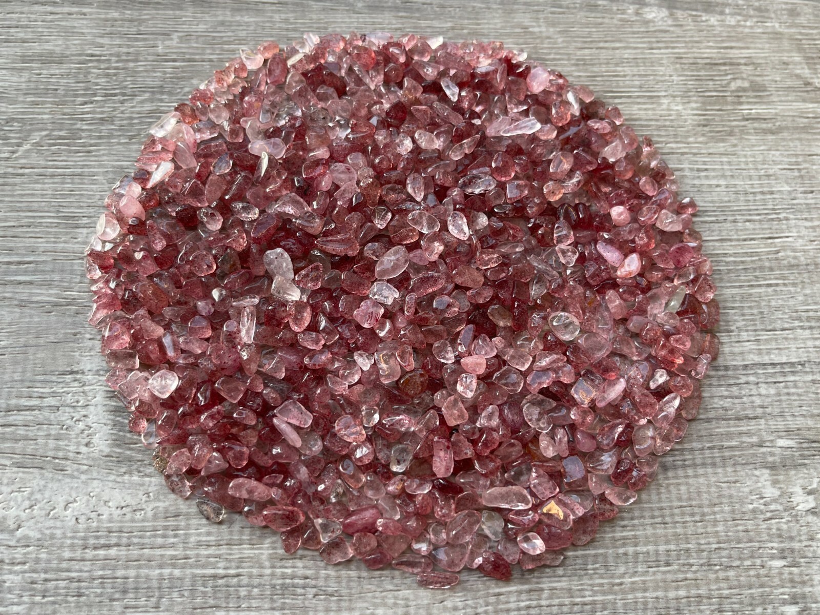Grade A++ Strawberry Quartz Semi Tumbled Gemstone Mini Chips 4 – 8 mm, Bulk Lot