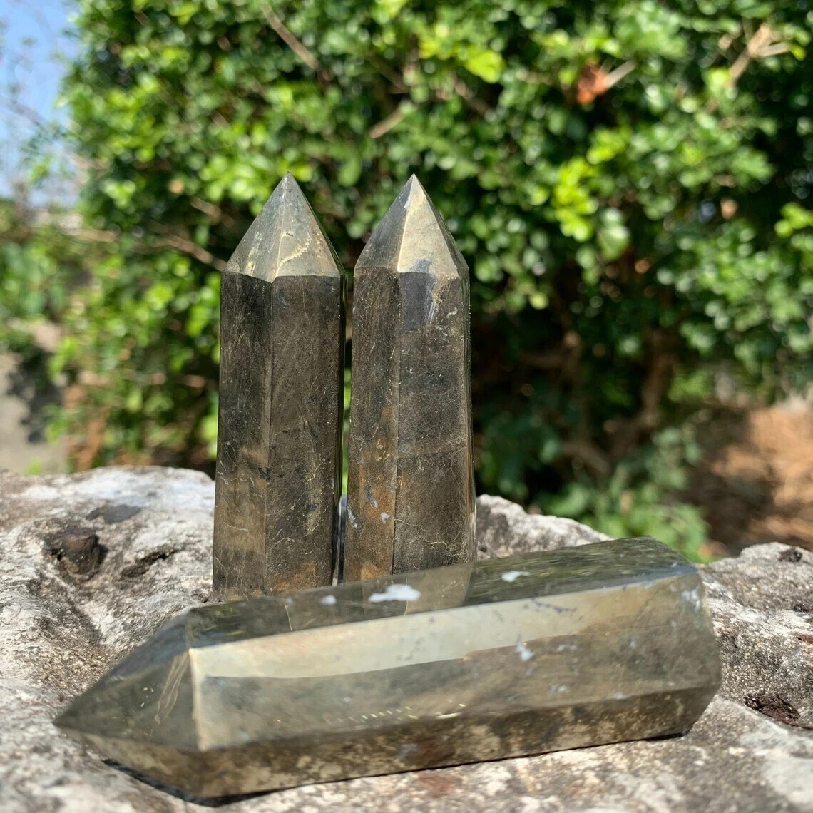 Natural Pyrite Point Obelisk Crystal Tower Healing Meditation Home Decoration