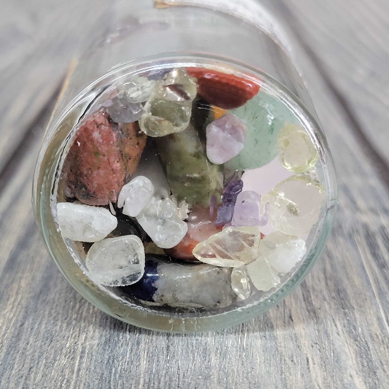4oz Crystal Tumbles in Apothecary Vintage Glass Jar “Fancies” Label Wagner Spice