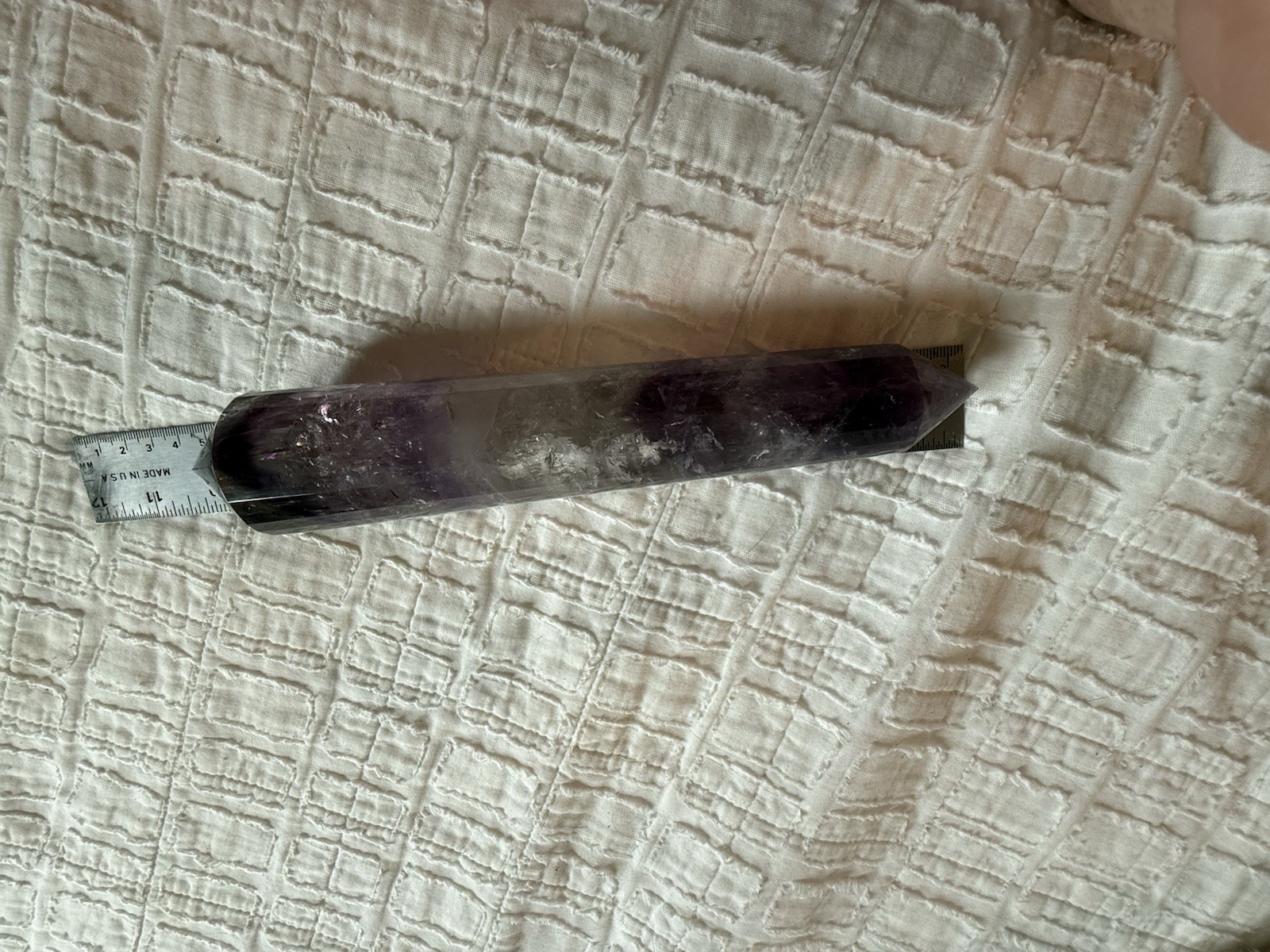 9-1/2in Amethyst Vogel Style 24-Sided Crystal Wand With Stand