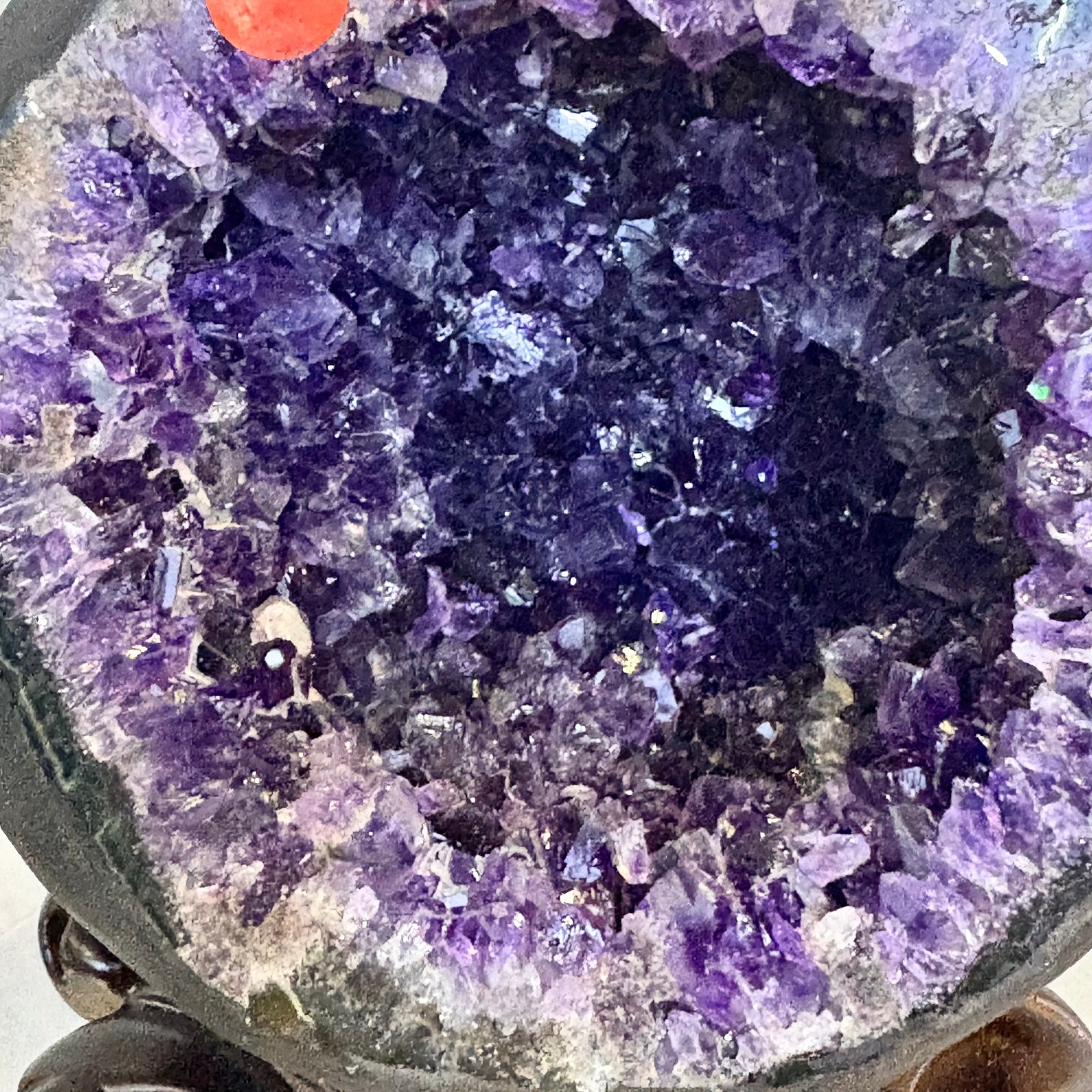5.4LB Natural uruguay amethyst geode quartz money bag crystal +stand