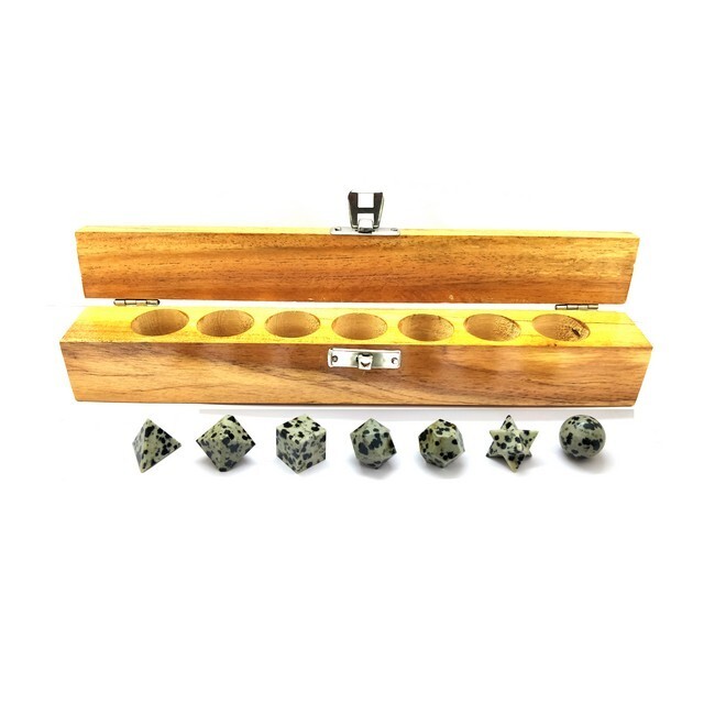Dalmation Jasper Platonic Geometry 7 Pcs Set Platonic Solids Sacred Geometry Set
