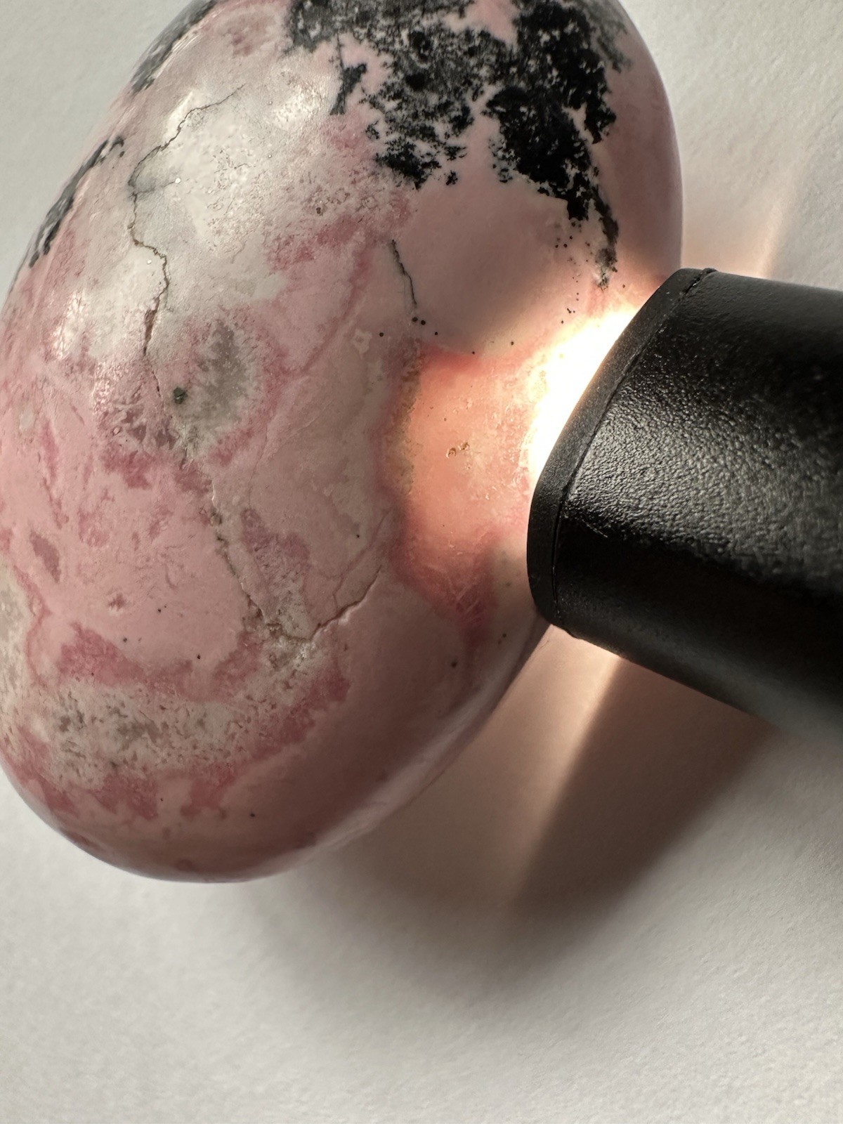 Polished Pink Rhodonite Palm Stone, Oval Egg Shape Mineral Specimen, 3 in
