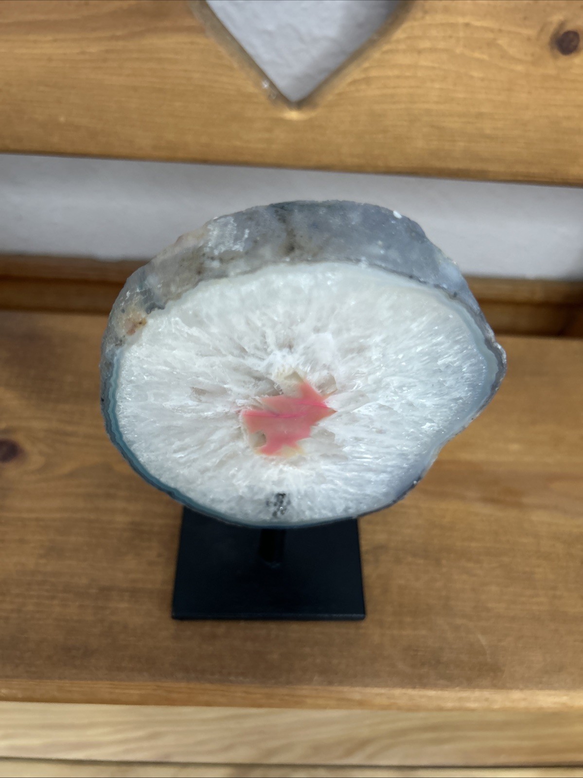 RAW BRAZILIAN AGATE STONE 3/8in Thick Natural Rough Stone On Black Stand