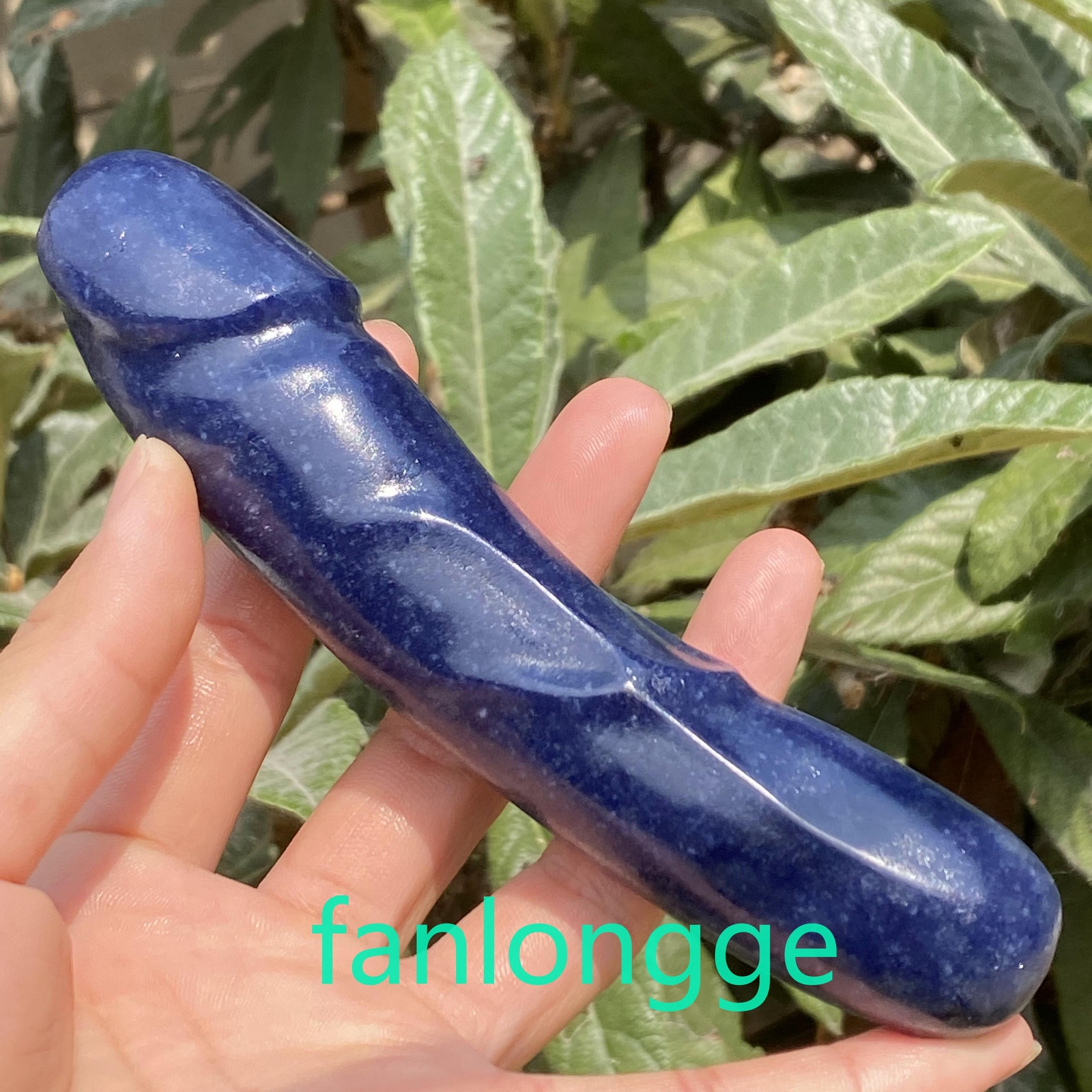 6in Natural blue Aventurine Male Penis Quartz Crystal Skull Massager scrub 1PC