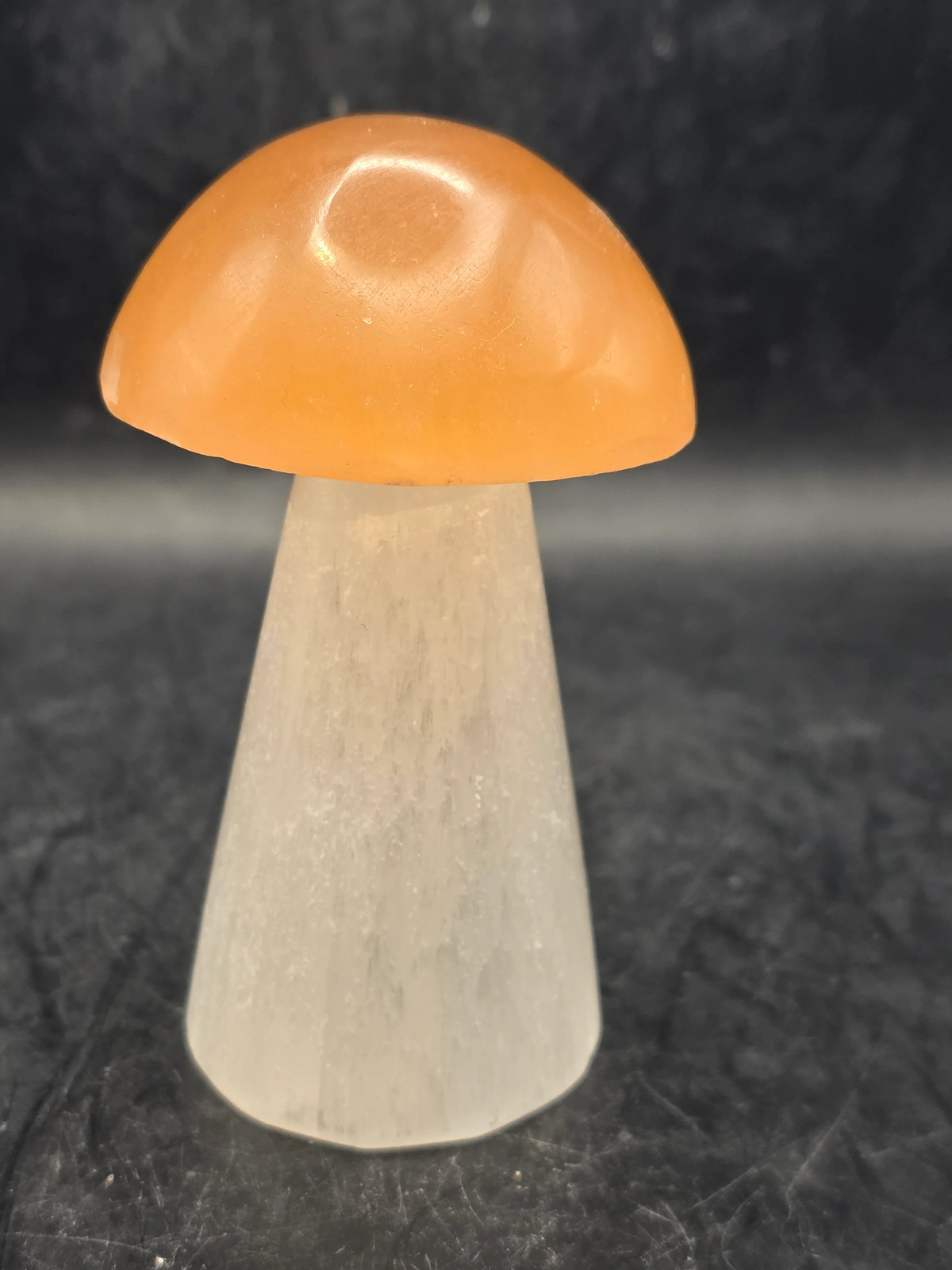 Medium Peach top selenite mushroom! 3 inches tall!