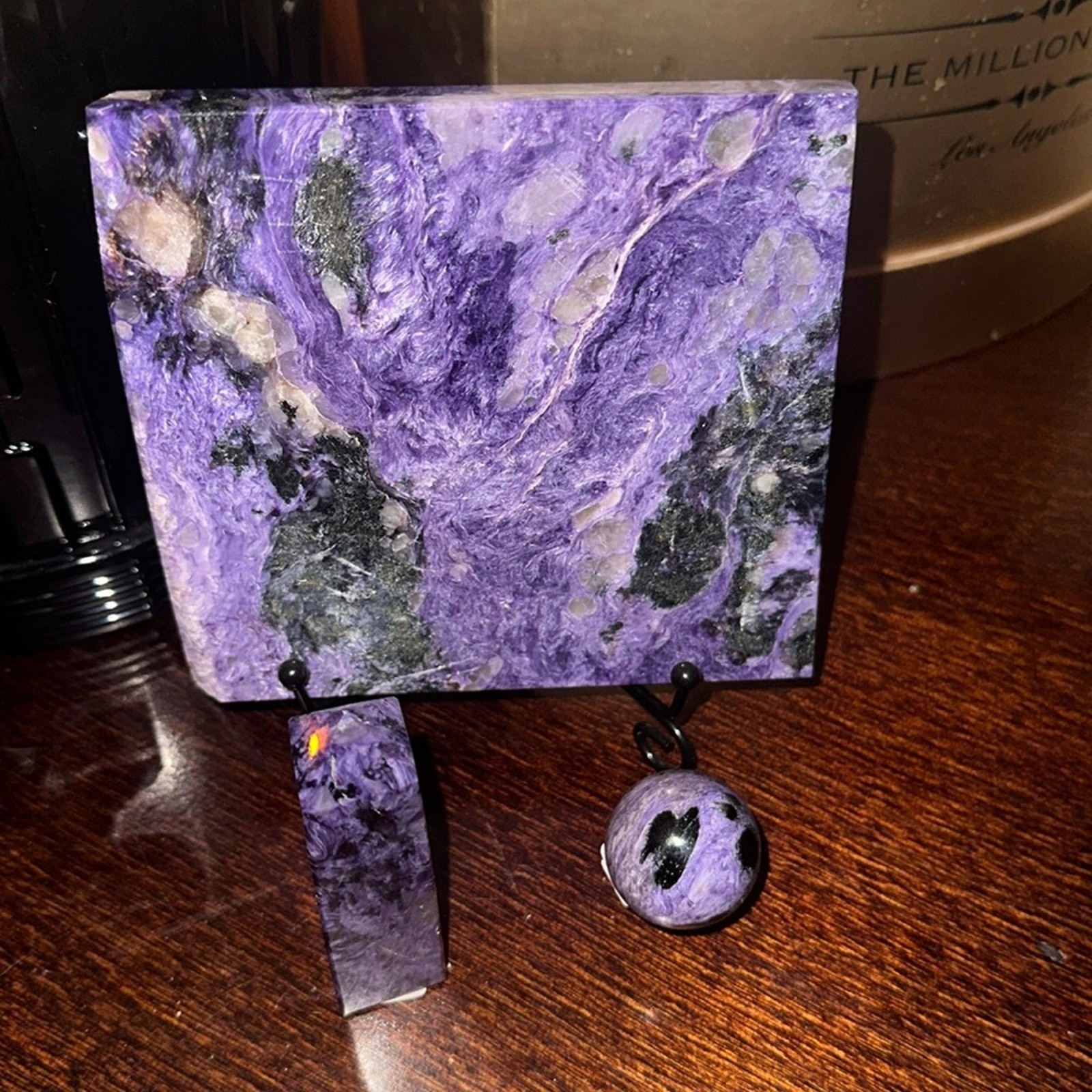 Charoite Set – Slab, Sphere, Tower – CHAROITESET-001
