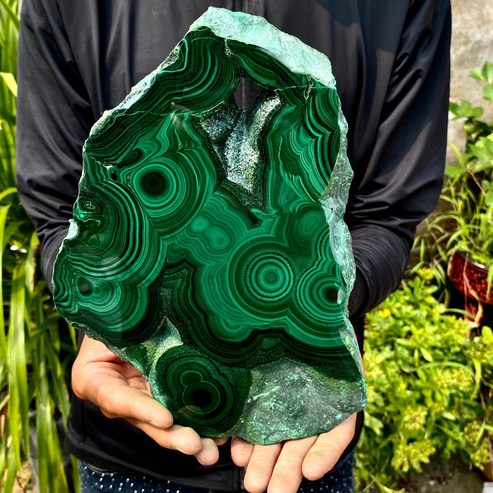 3.85LB Natural Green Malachite Slab Quartz Crystal Slice Ore Specimen Healing