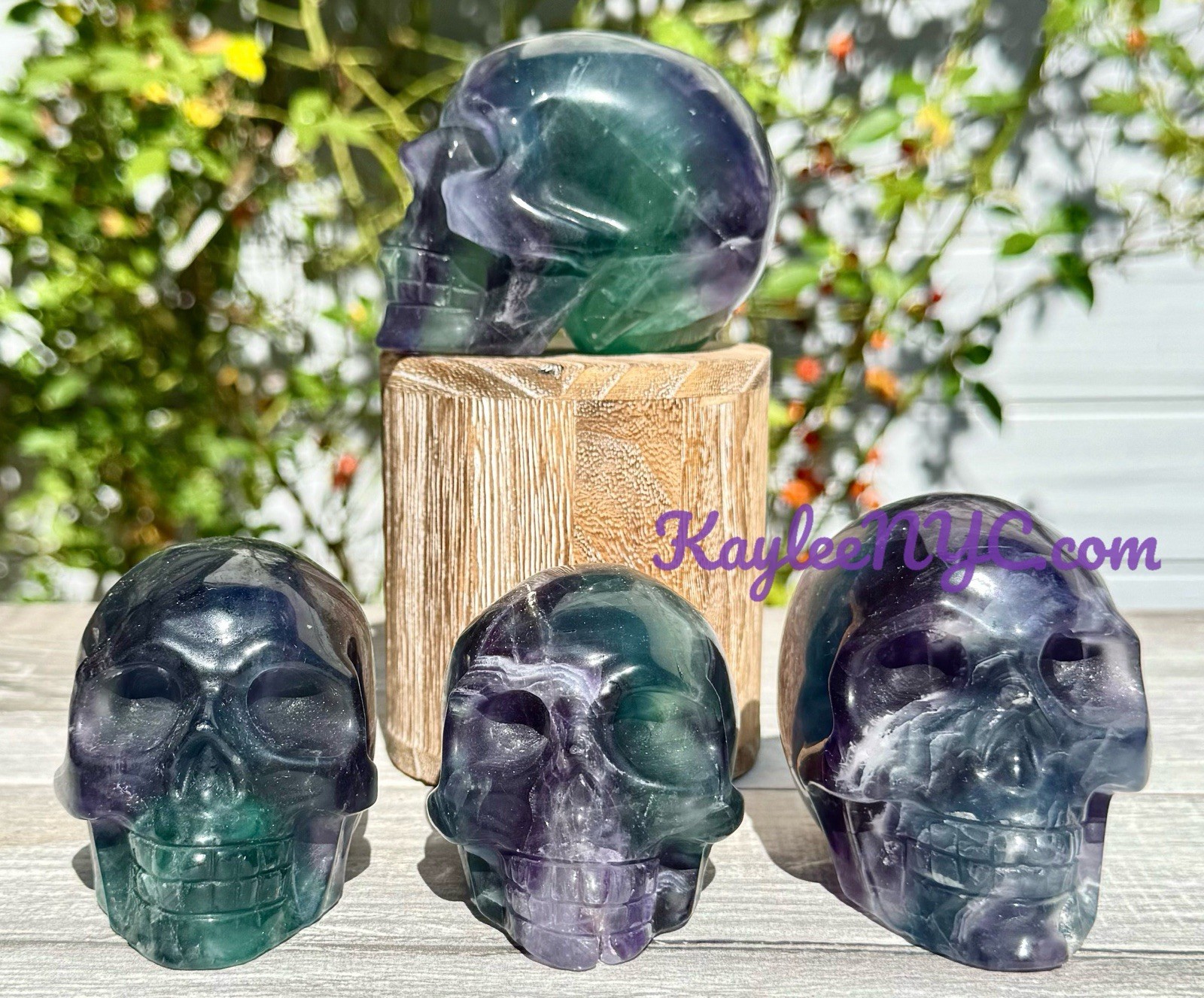 Wholesale Lot 4 PCs Natural Rainbow Fluorite Crystal Skull Healing Energy