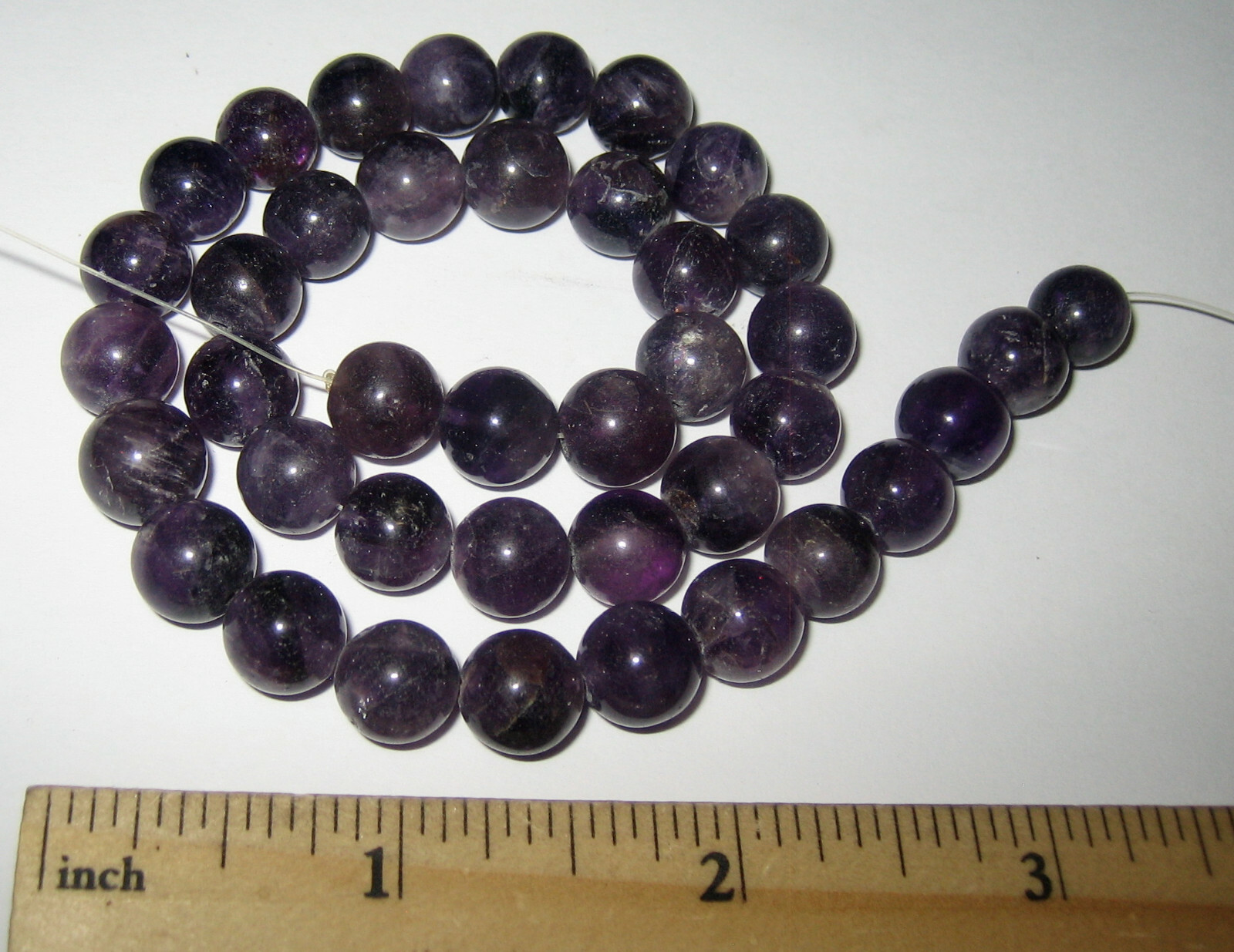 15″ POLISHED NATURAL 10mm ROUND AMETHYST CRYSTAL STONE BEAD STRAND 48.4grams *4