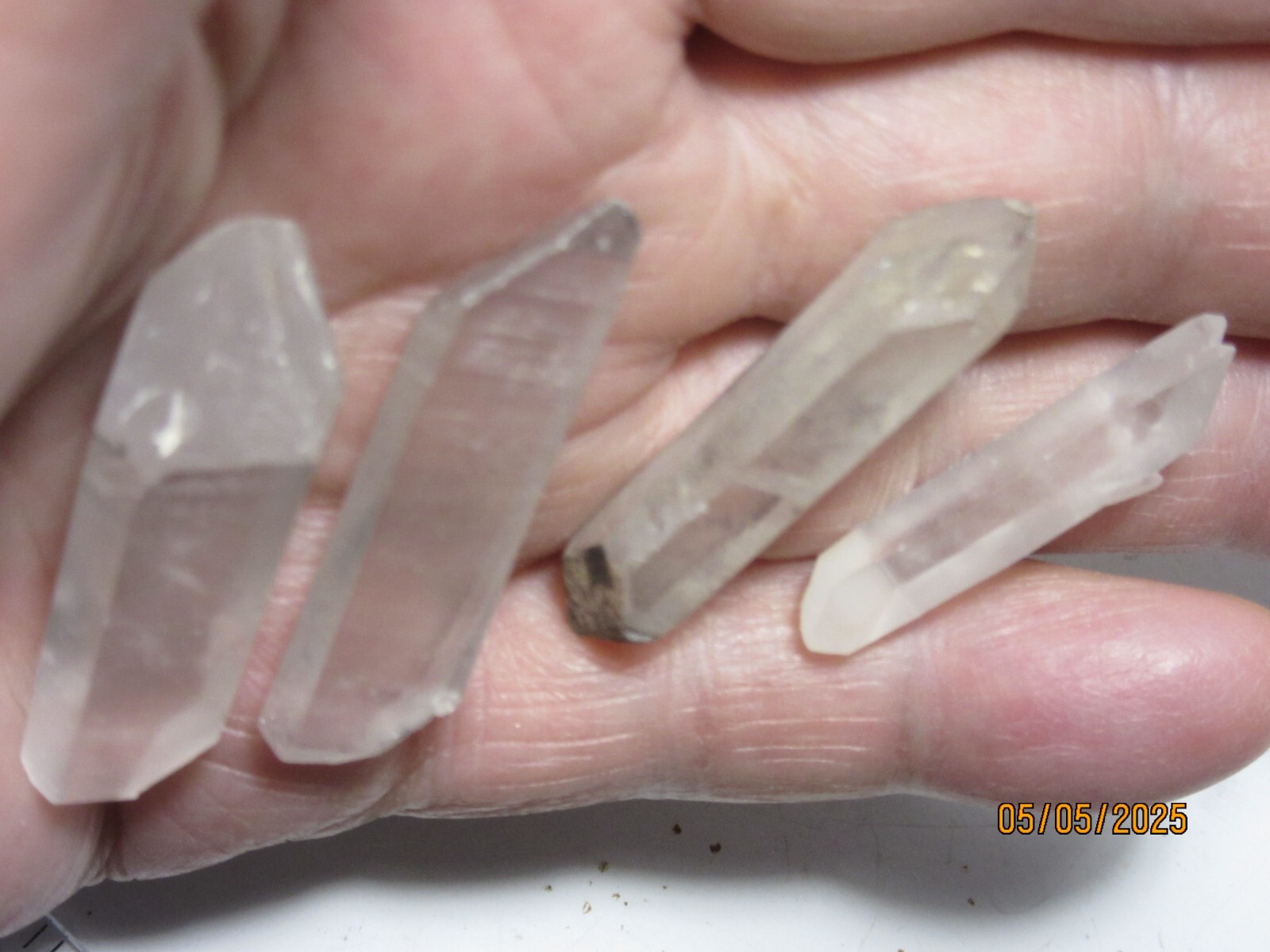 4 Double Terminated Quartz 1 5/8″ Points Brazil Collectible FDTQPB-4s