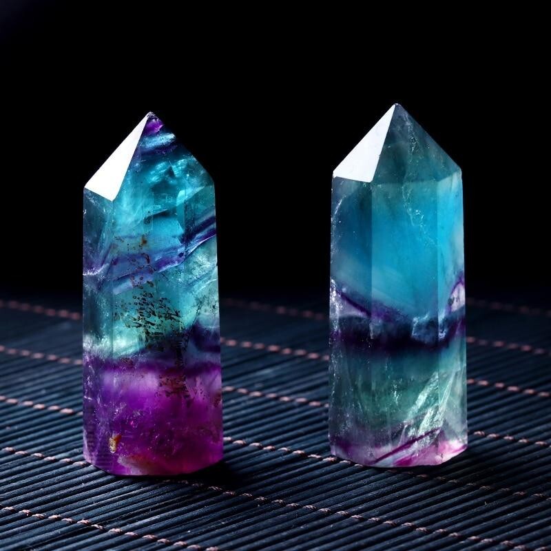Fluorite Healing Crystal Wands Obelisk Reiki Point Tower Home Car Office Decor