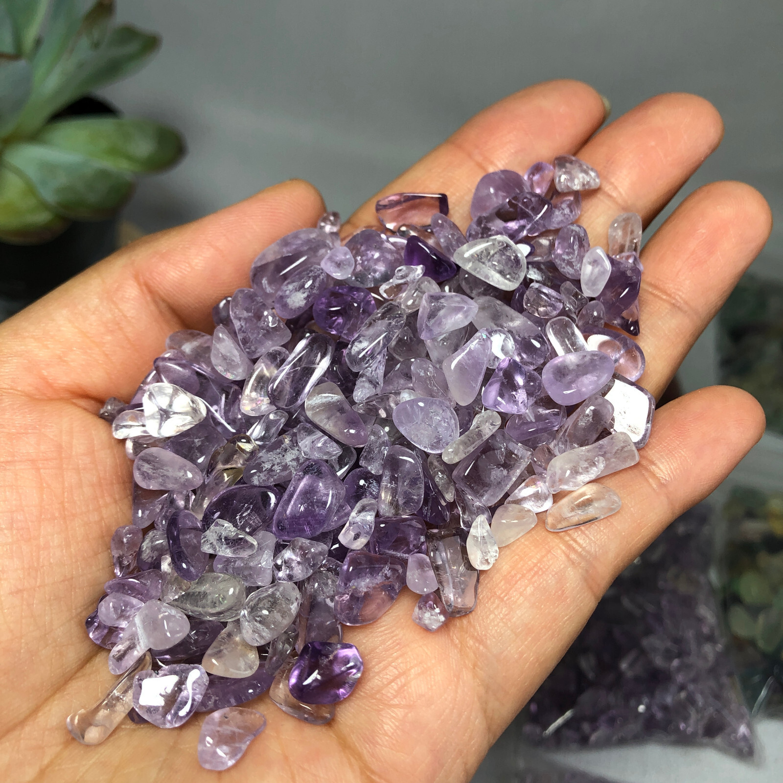 100g Natural purple crystal amethyst gravel reiki healing fish tank decorations2