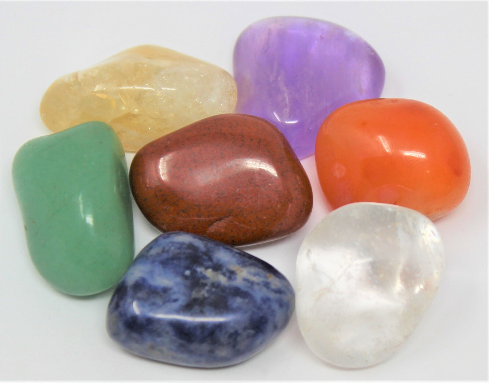 Wholesale Bulk Lot: 10 Sets 7 Chakra Tumbled Stones Kits Instructions & Pouches