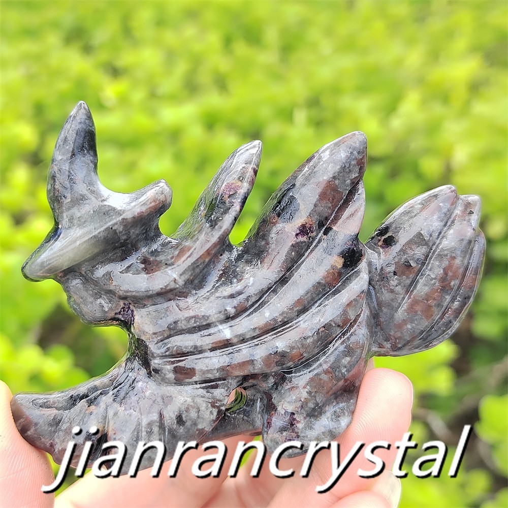 3.3″ Natural Yooperlite Witch Carved Quartz Crystal Halloween Broom Gift 1pc