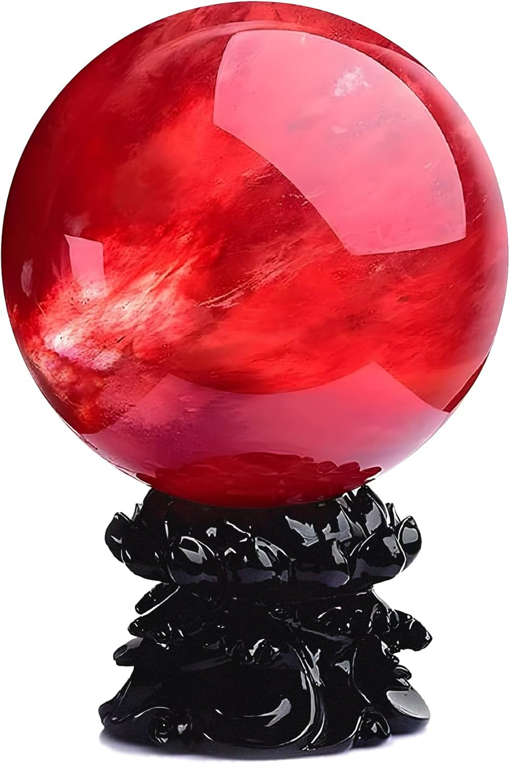 Red Obsidian Ball with Stand 4 Inch Natural Red Crystal Ruby Ball Melting Quartz