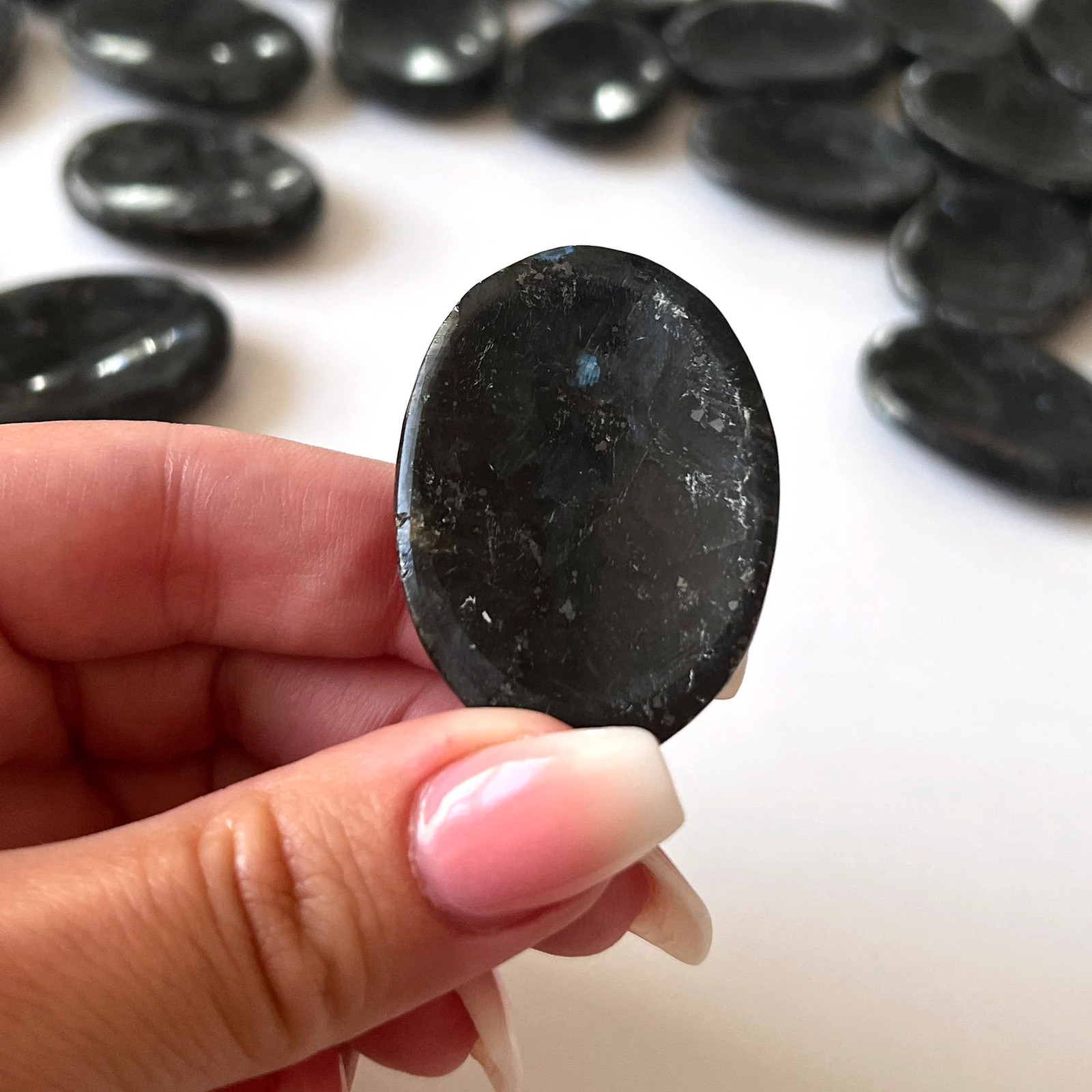 Dark Larvikite Worry Stone | Negativity Blocker | Astral Travel | Psychic Stone