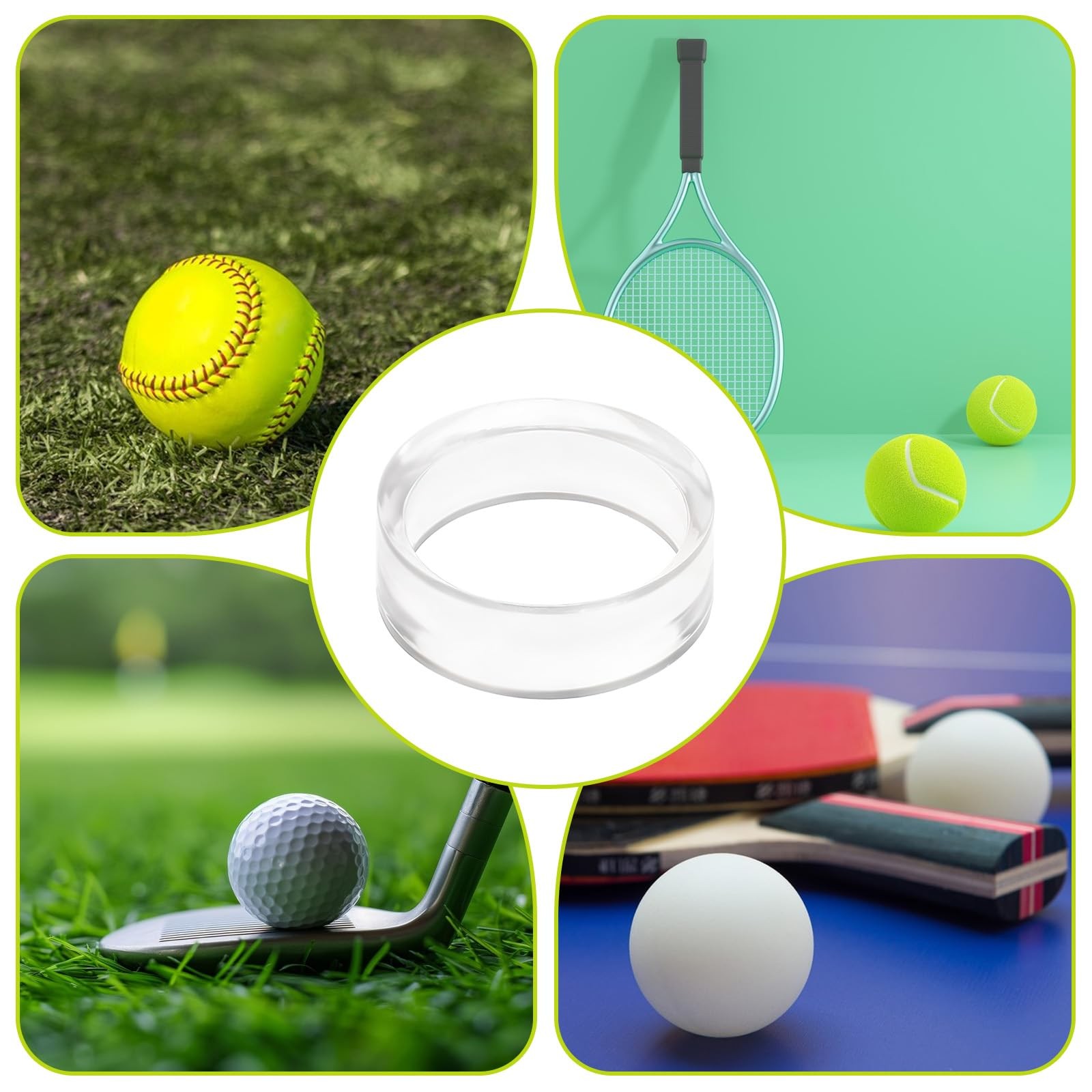 15 PCS Clear Sphere Stand, Ring Acrylic Baseball Display Stand, Baseball Stan…