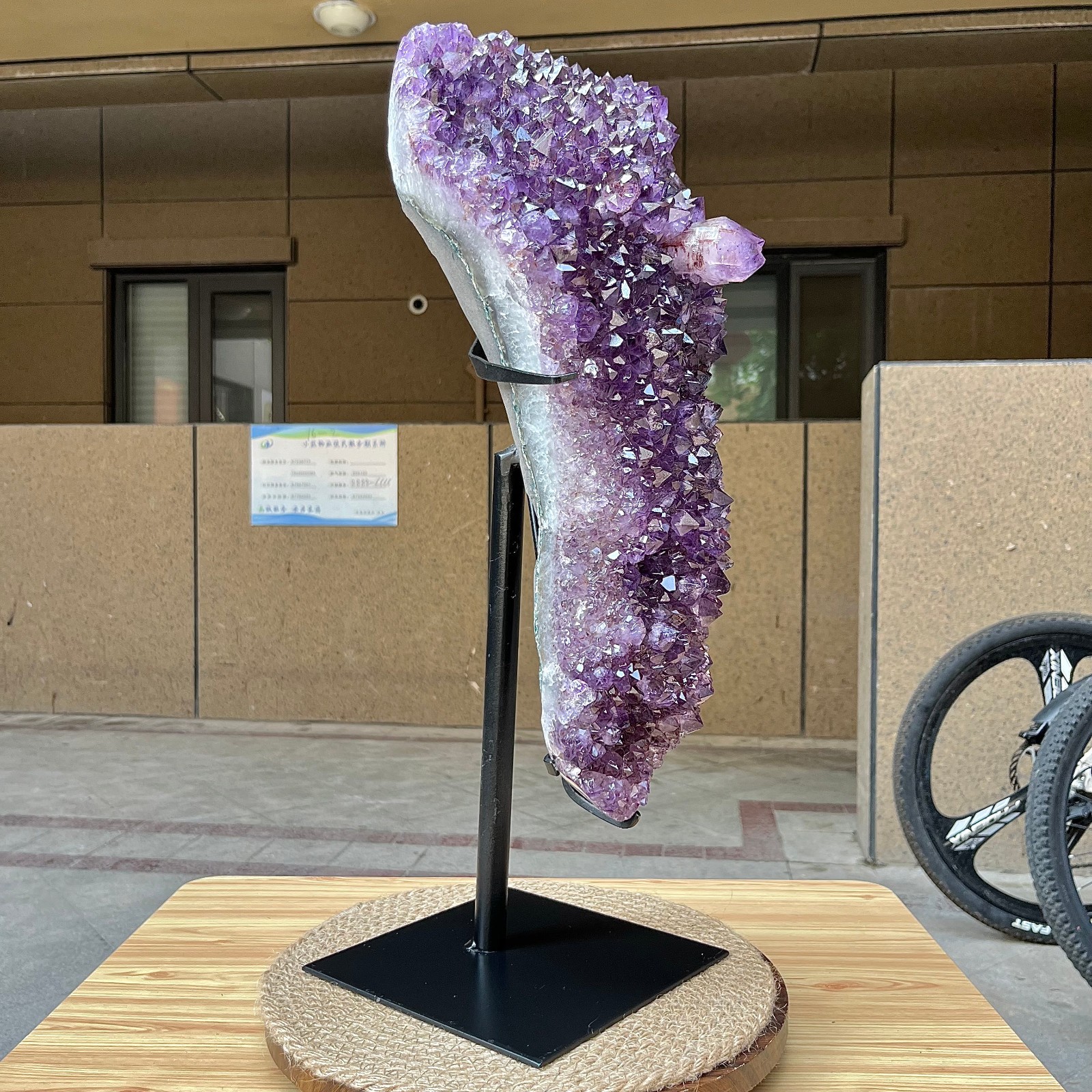 29.8 lb Natural Amethyst Cluster w/ Metal Stand Crystal Mineral Specimen