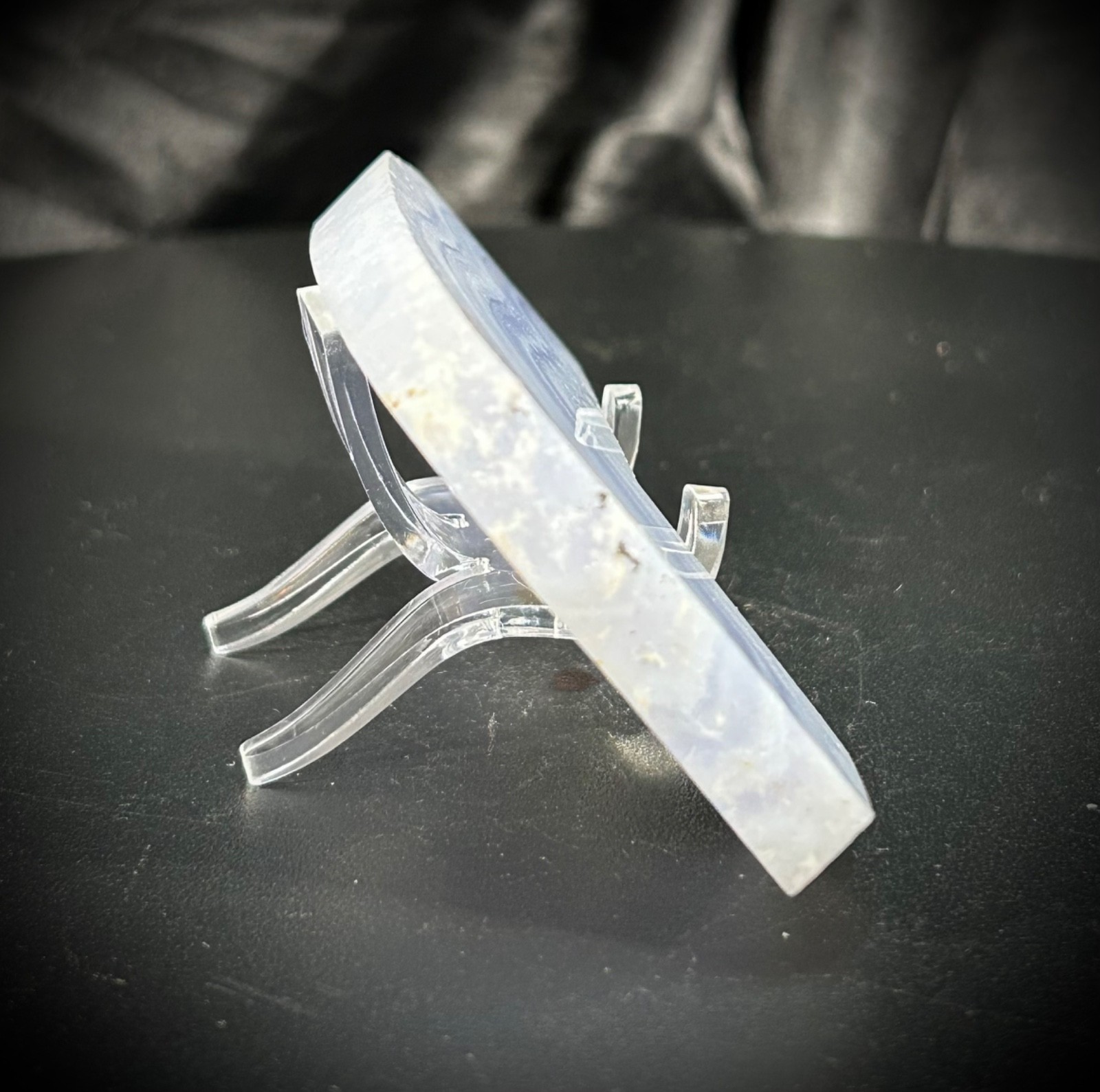 3.76″ Blue Lace Agate Slab With Acrylic Stand 2oz (58 grams)