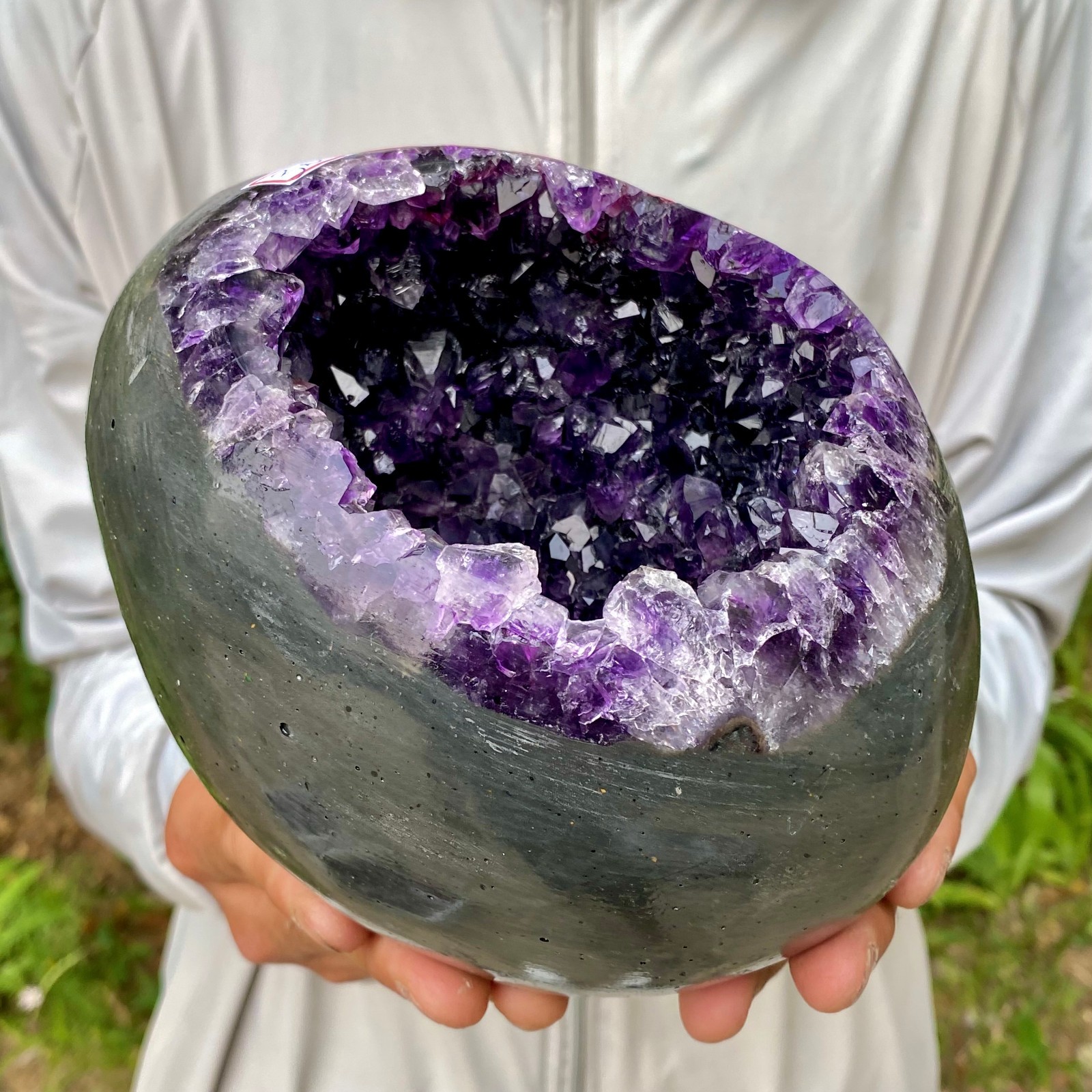 6.59LB High quality Natural Amethyst geode quartz crystal Dinosaur egg healing