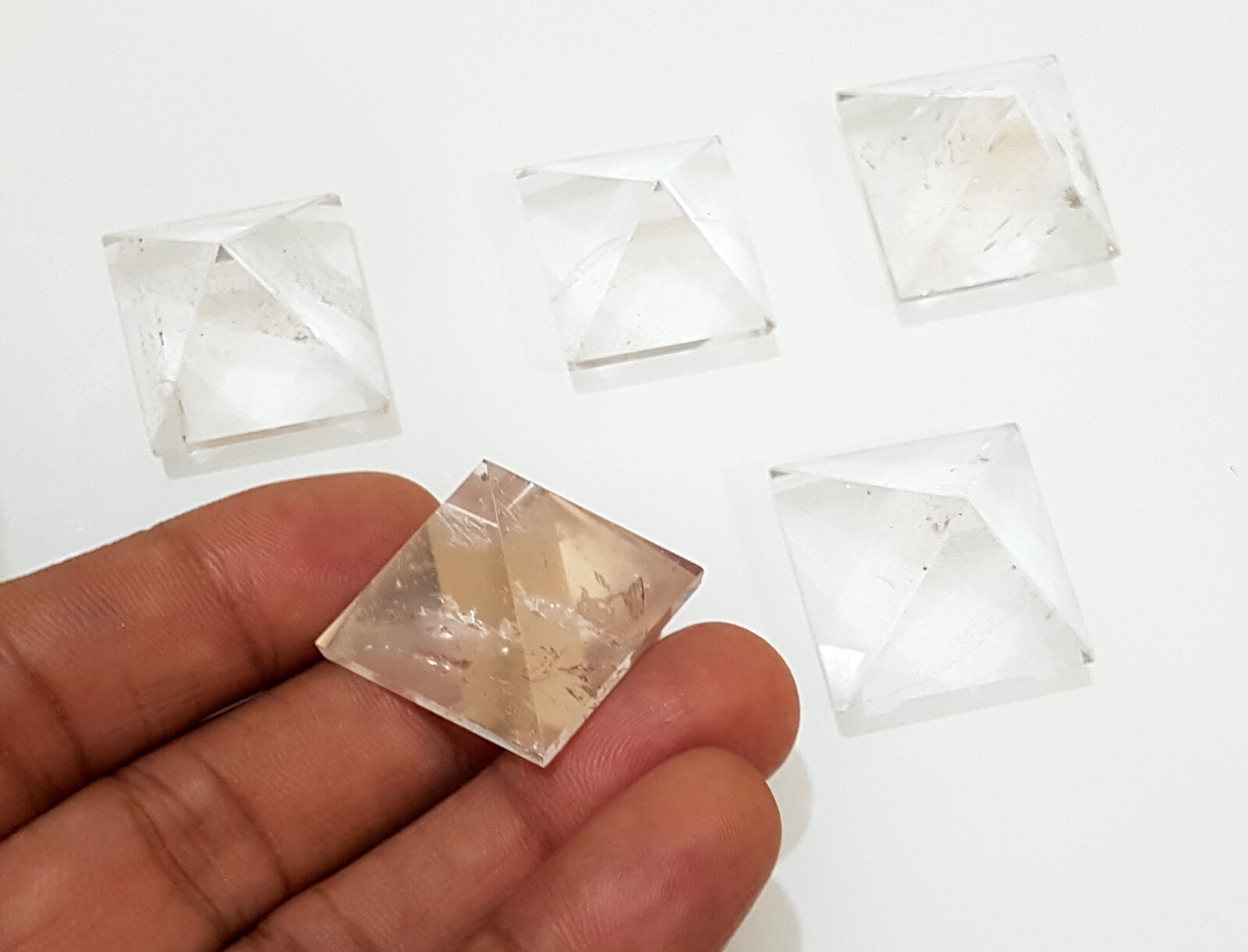 Lot of 5 Natural Crystal Quartz Pyramid Combo, Genuine Himalayan Crystal