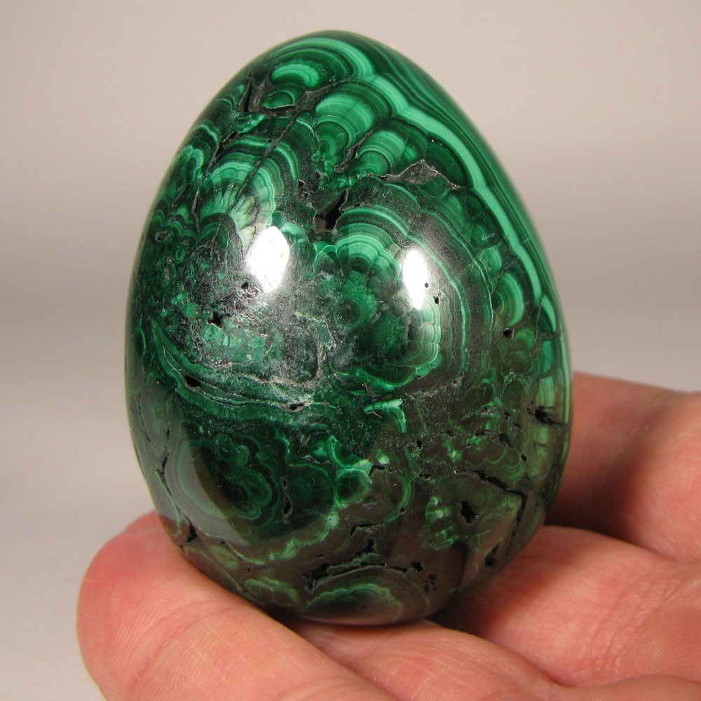 2.3″ MALACHITE Egg Polished Gemstone Sphere w/ Stand – Congo, Africa