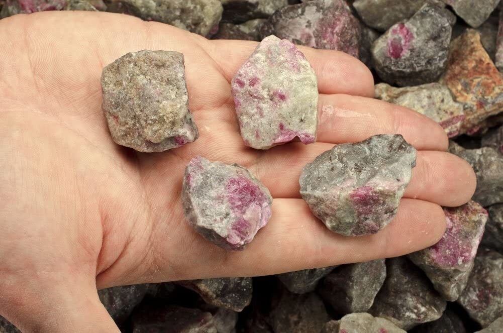 1 lb Ruby in Quartz Rough Stones-Natural Crystal Mineral Rock Specimens Tumbling