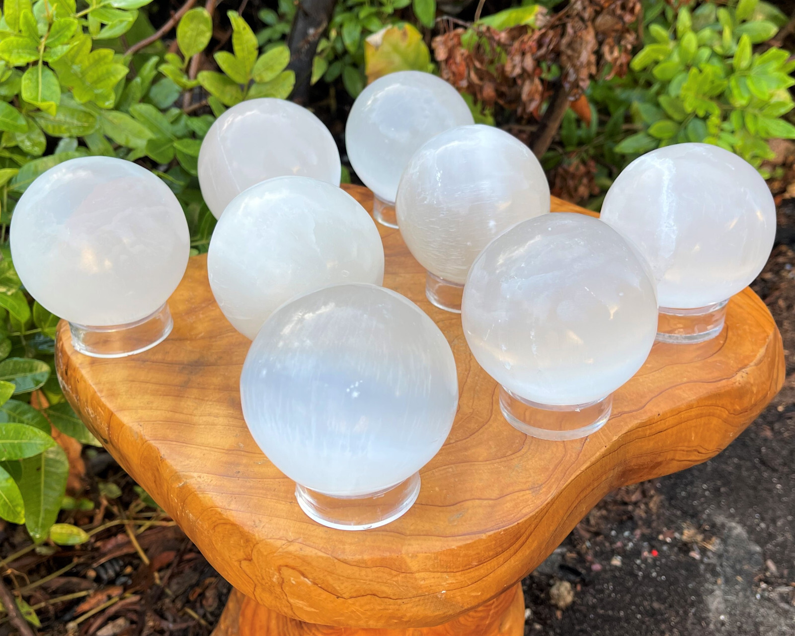 Selenite Crystal Sphere + Stand, JUMBO 3″ (Polished Selenite Crystal Healing)