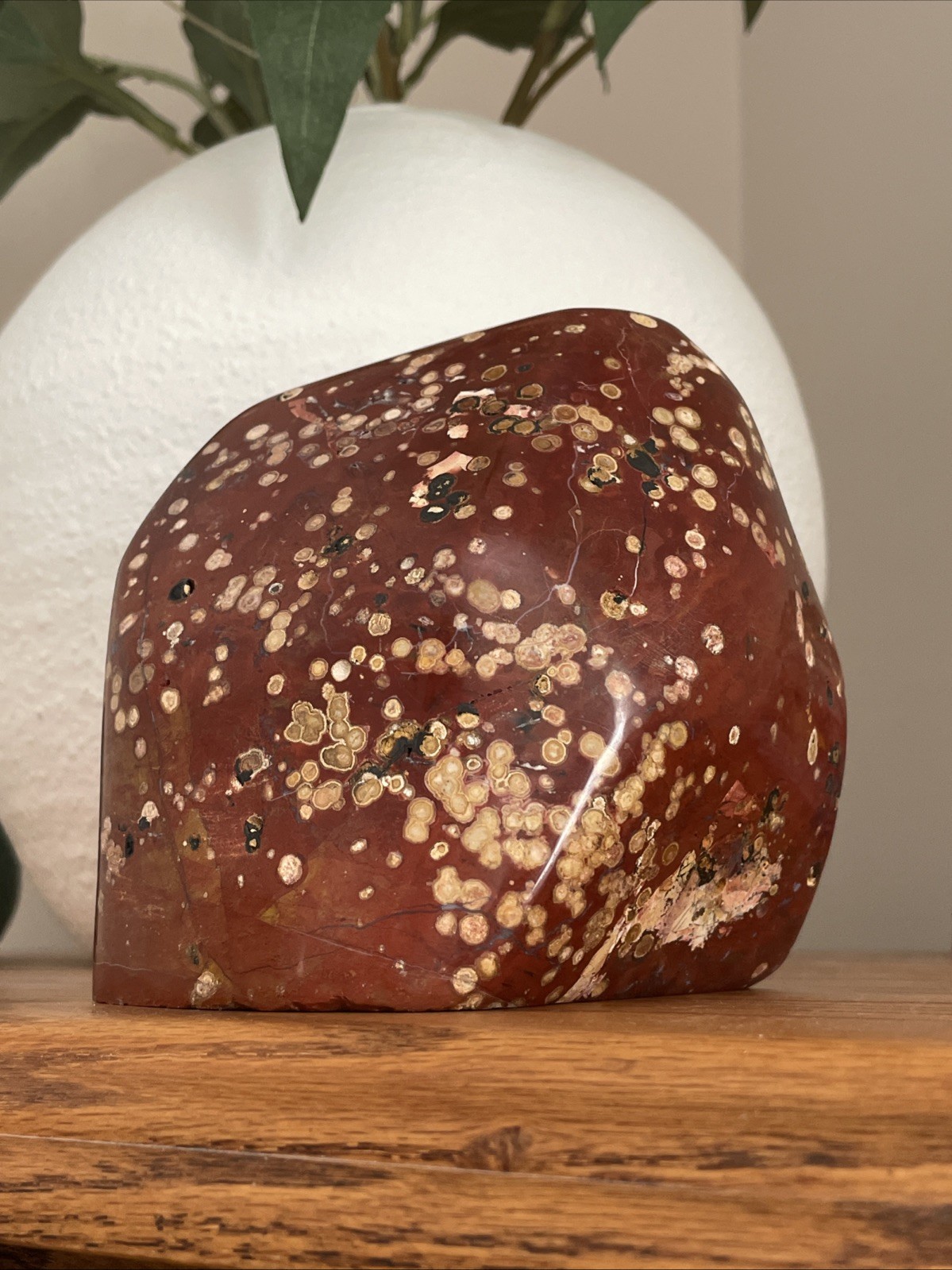 LARGE Red orbicular Jasper / 3056g / Hand Carved And Polished / Cabochon