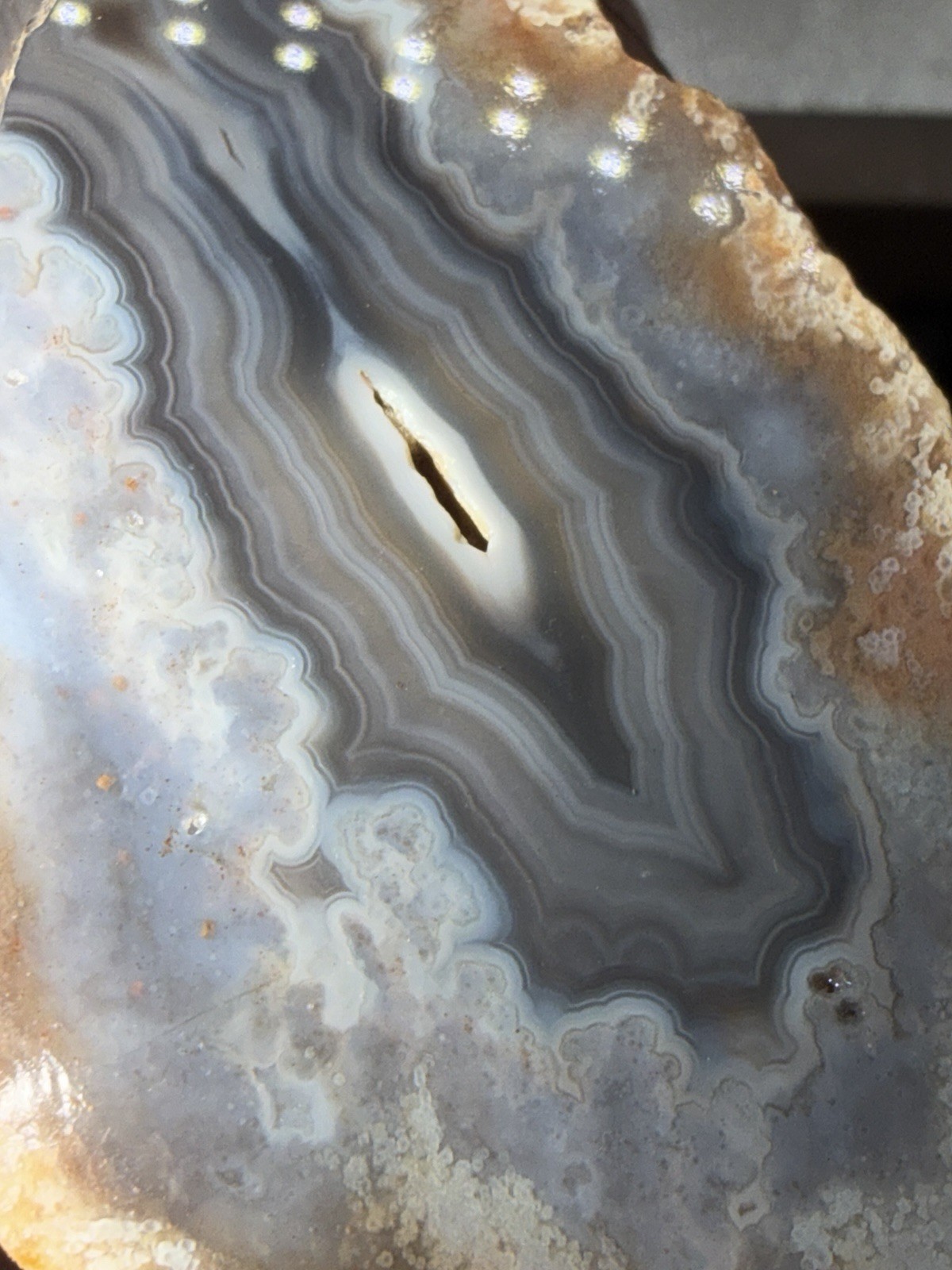 Phenomenal Mirror Polished Blue And Grey Banded Agate Specimen From Kentucky
