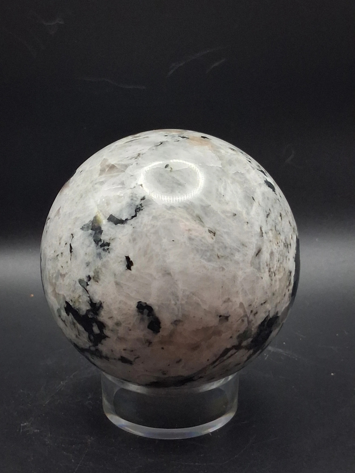 Rainbow moonstone sphere! 1.8 pounds, 78.8mm, 3.1 inches