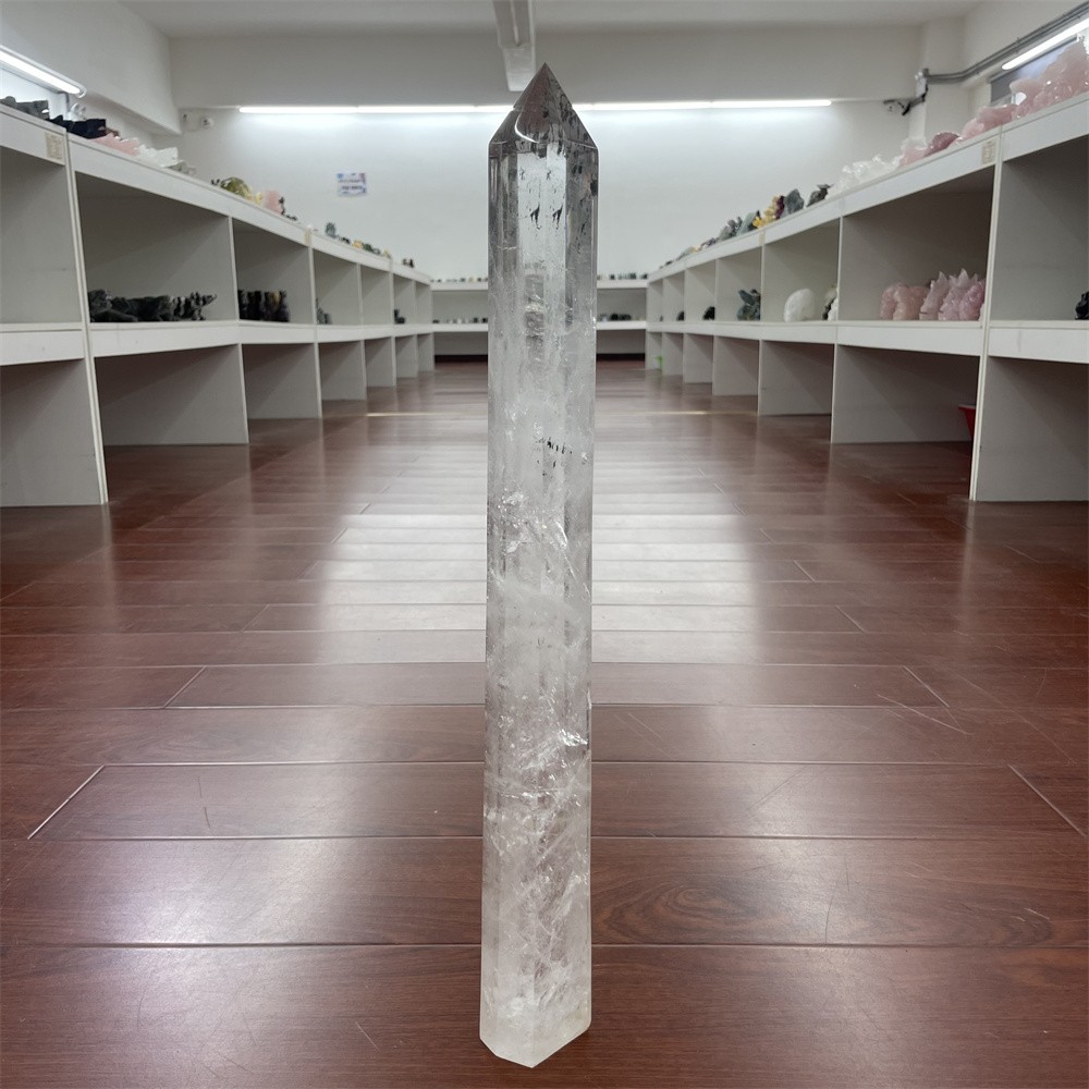 5.1LB 20.2″ Natural A+++ Clear Quartz Obelisk Tower Crystal Decor Reiki Heal