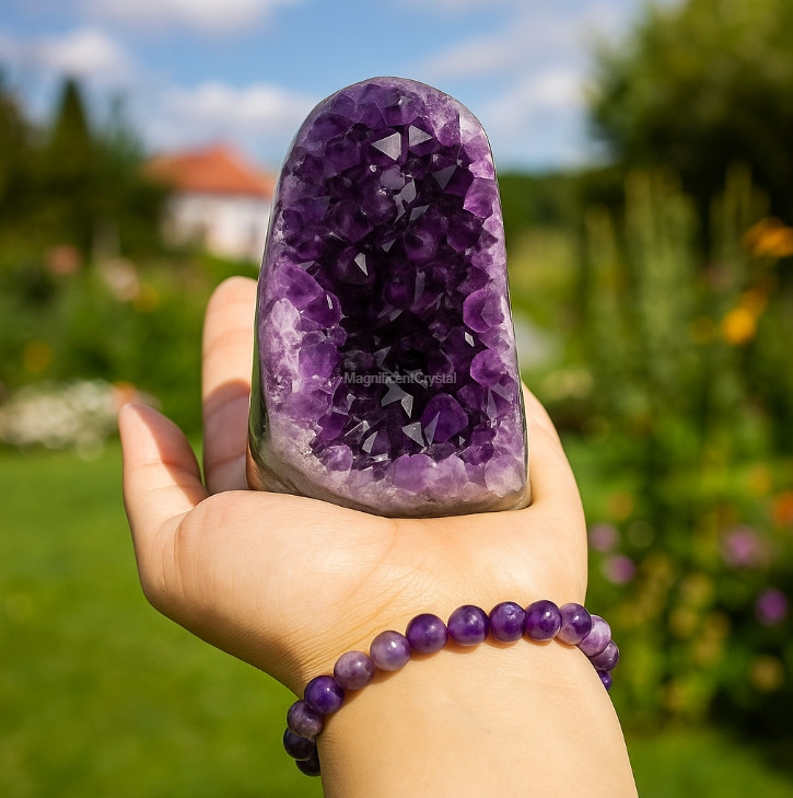 Rare Amethyst Geode Cluster Purple Quartz Crystal Healing Reiki Art Decor Gift
