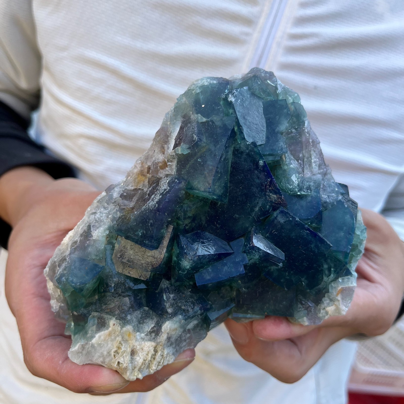 2.2lb Natural cubic green fluorite crystal cluster rough mineral specimen